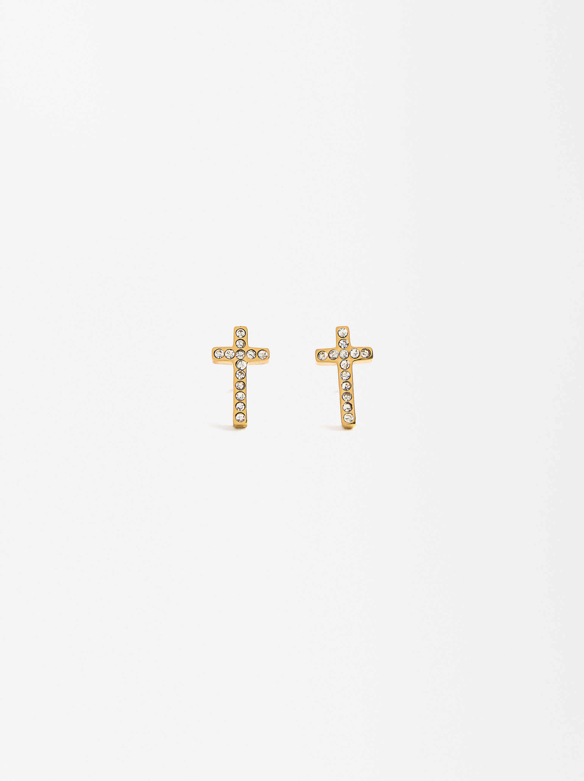 Cross Crystal Earrings Set with Necklace - Stainless Steel image number 4.0