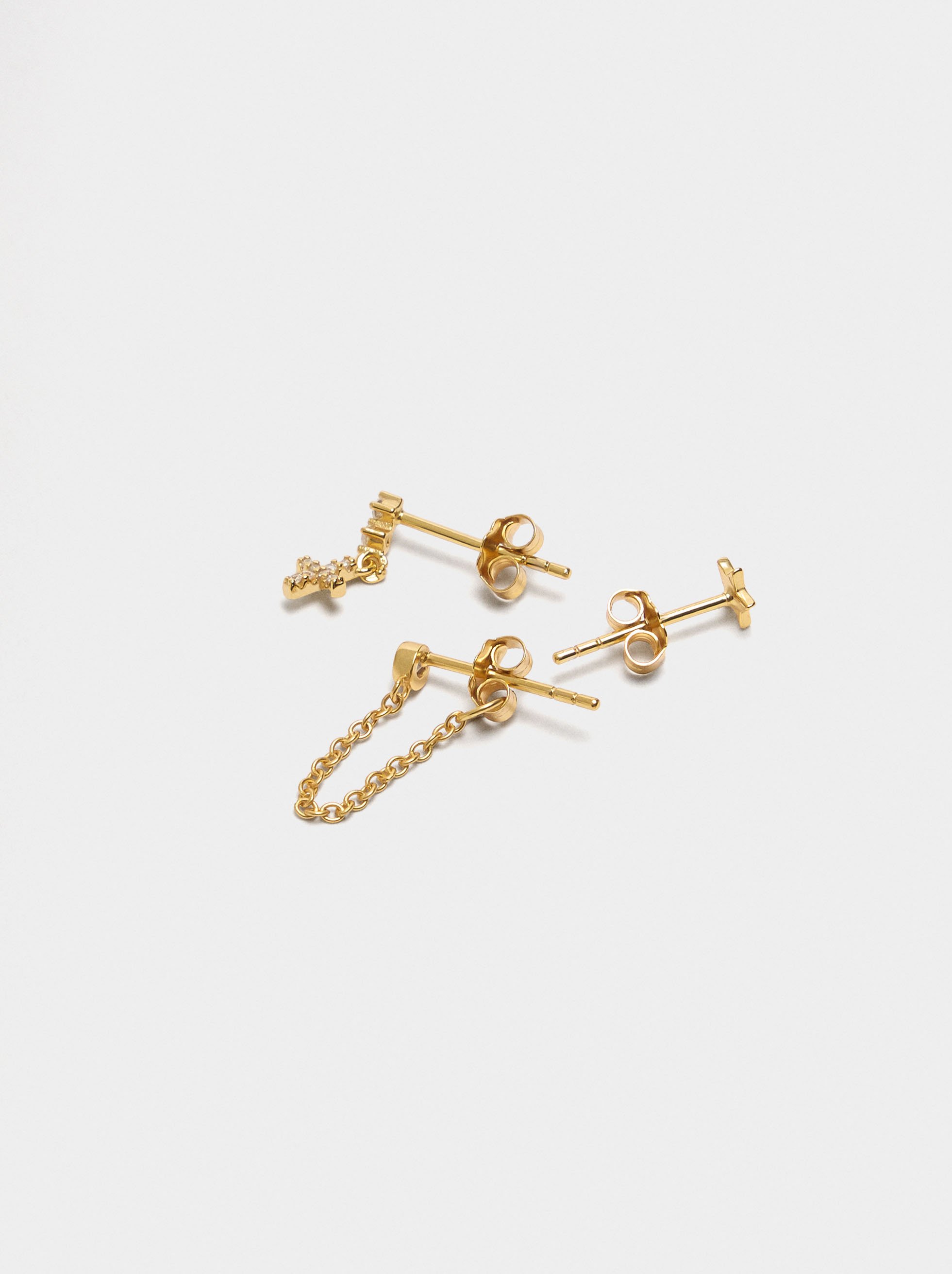 Set of earrings with cross and star - 925 sterling silver image number 2.0