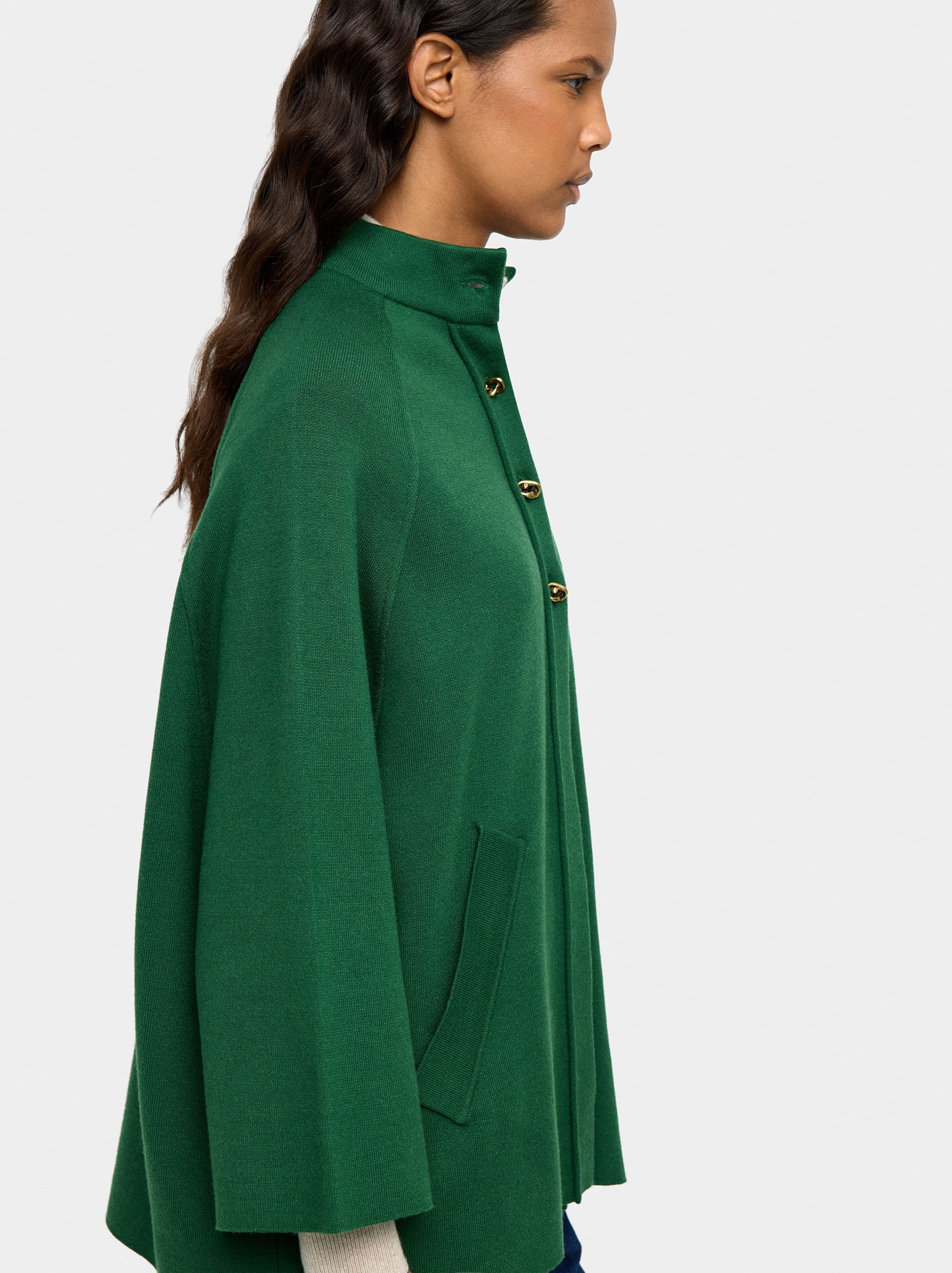 Knit poncho with high neck image number 2.0