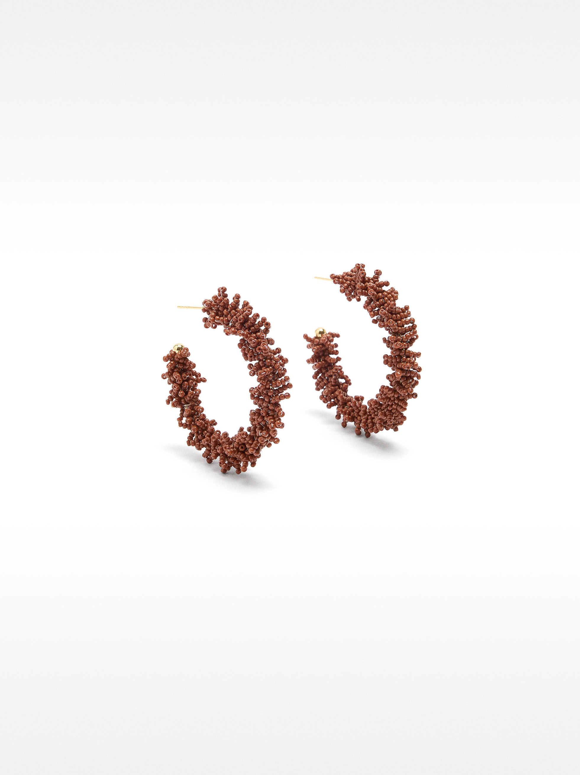 Open hoop earrings with beads, Bordeaux, hi-res