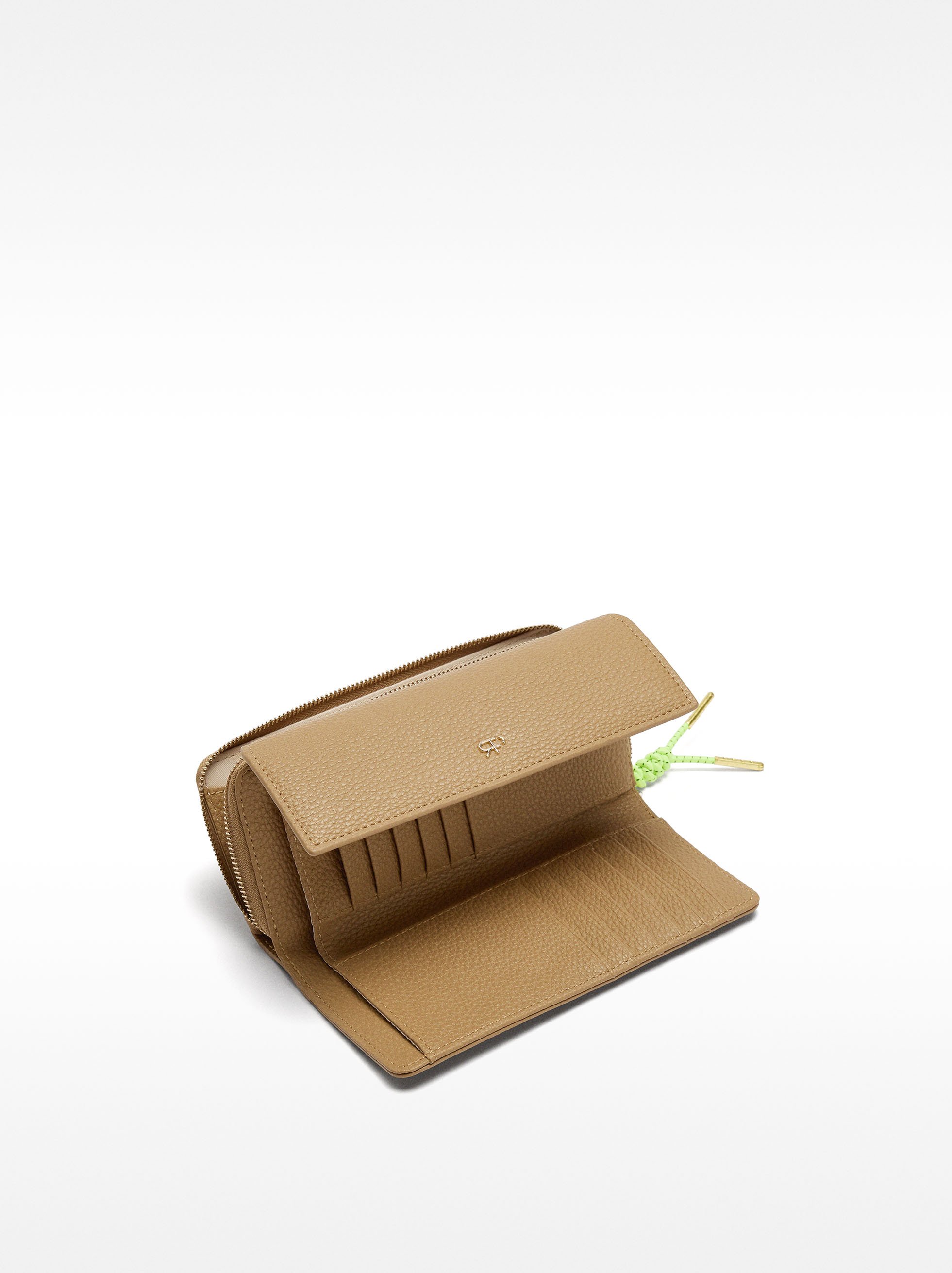 Wallet with flap and zipper image number 3.0