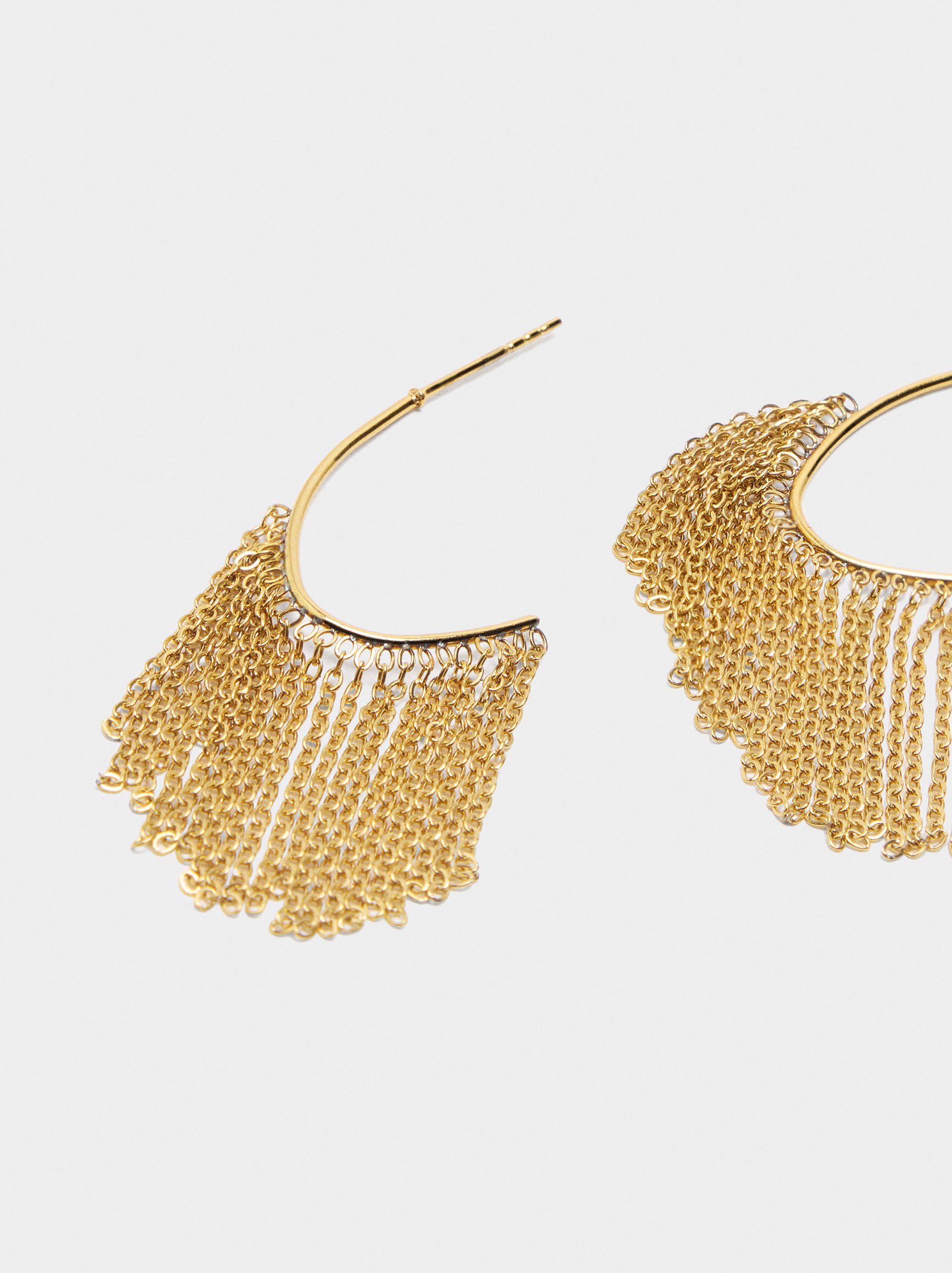 Earrings with chains - stainless steel image number 2.0