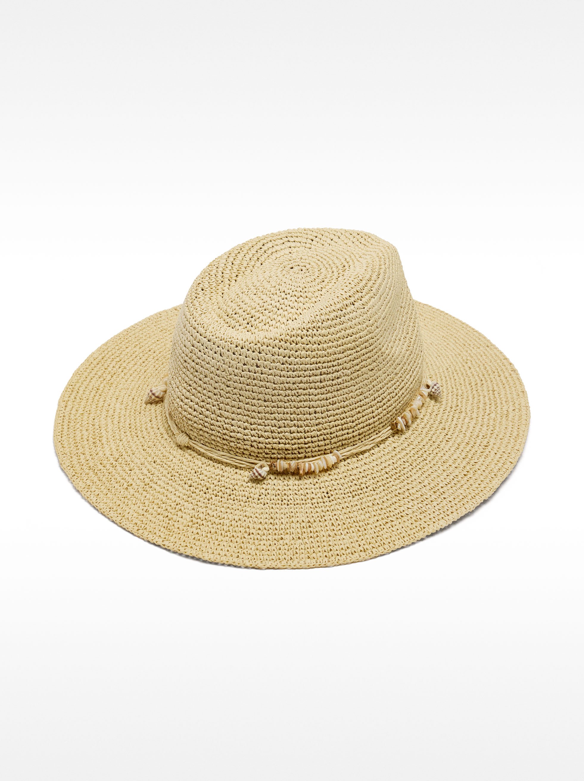 Straw-effect hat with shells and stones image number 2.0