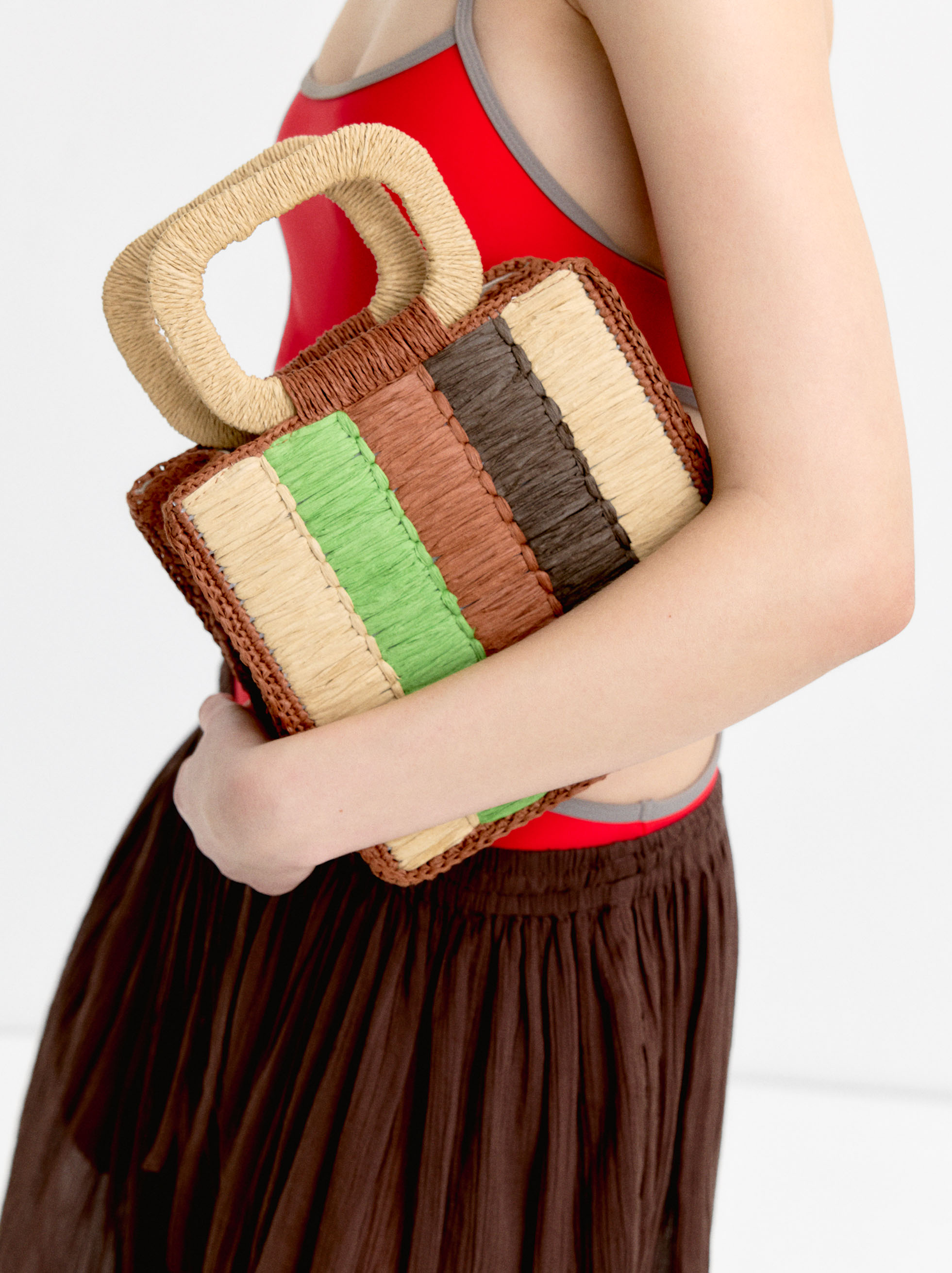 Multicolor tote bag with straw effect image number 1.0
