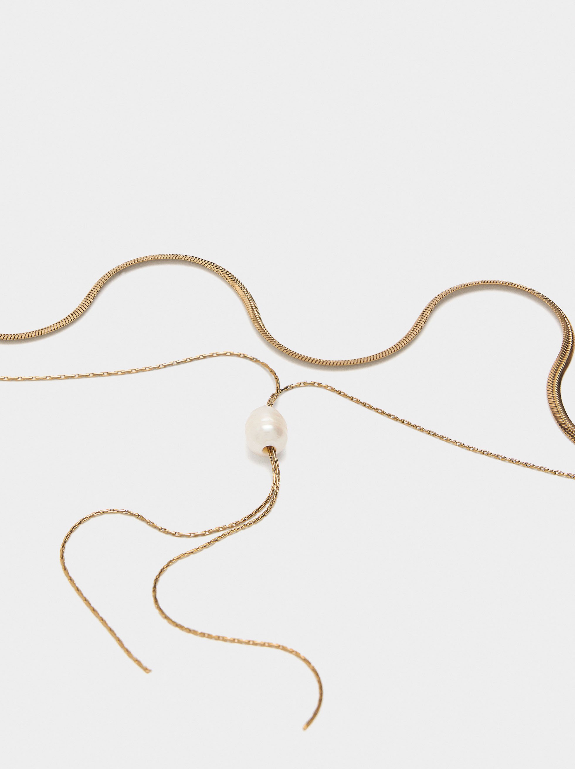 Necklace with freshwater pearl - stainless steel image number 1.0