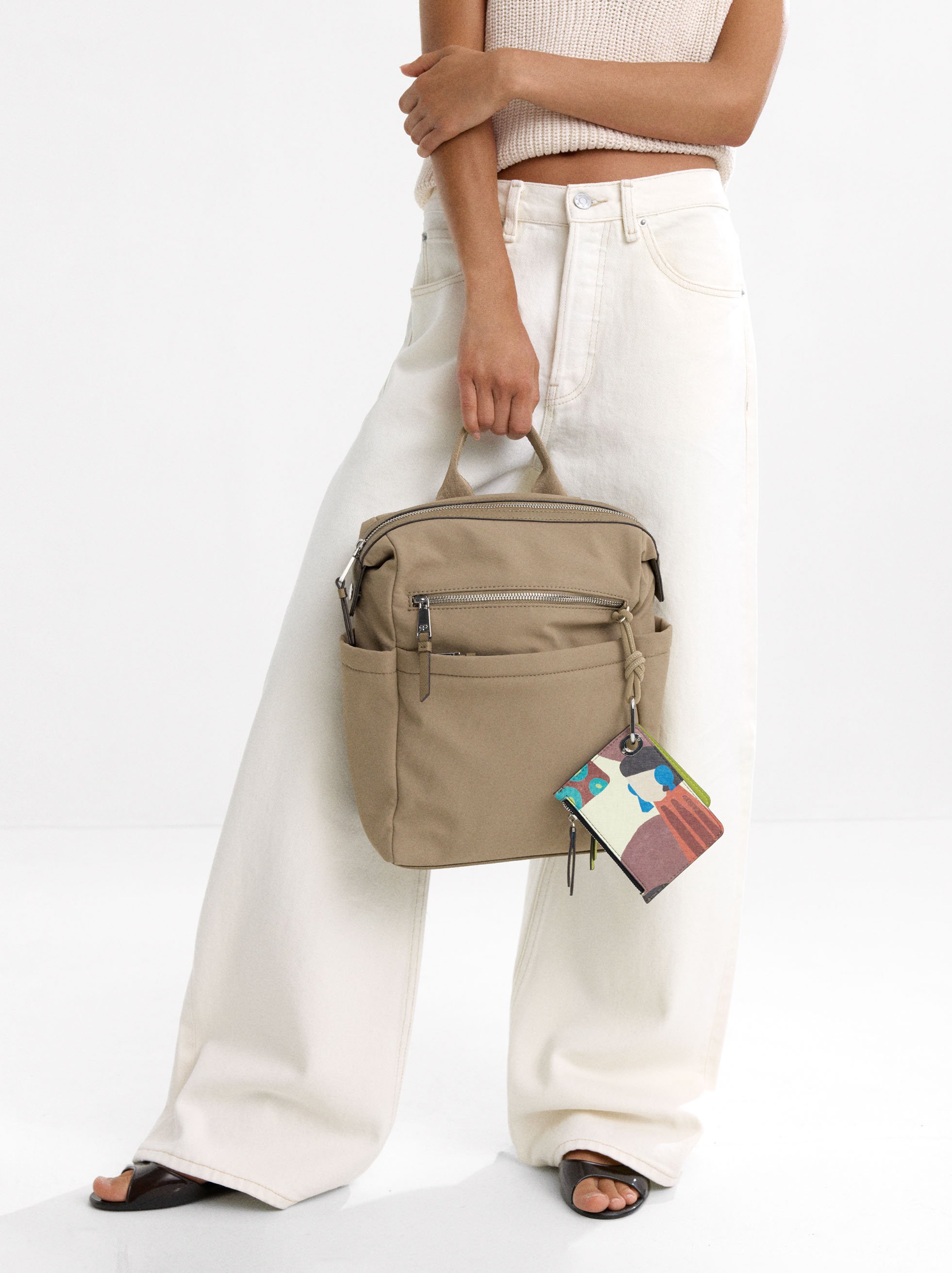 Nylon backpack with pendant image number 1.0
