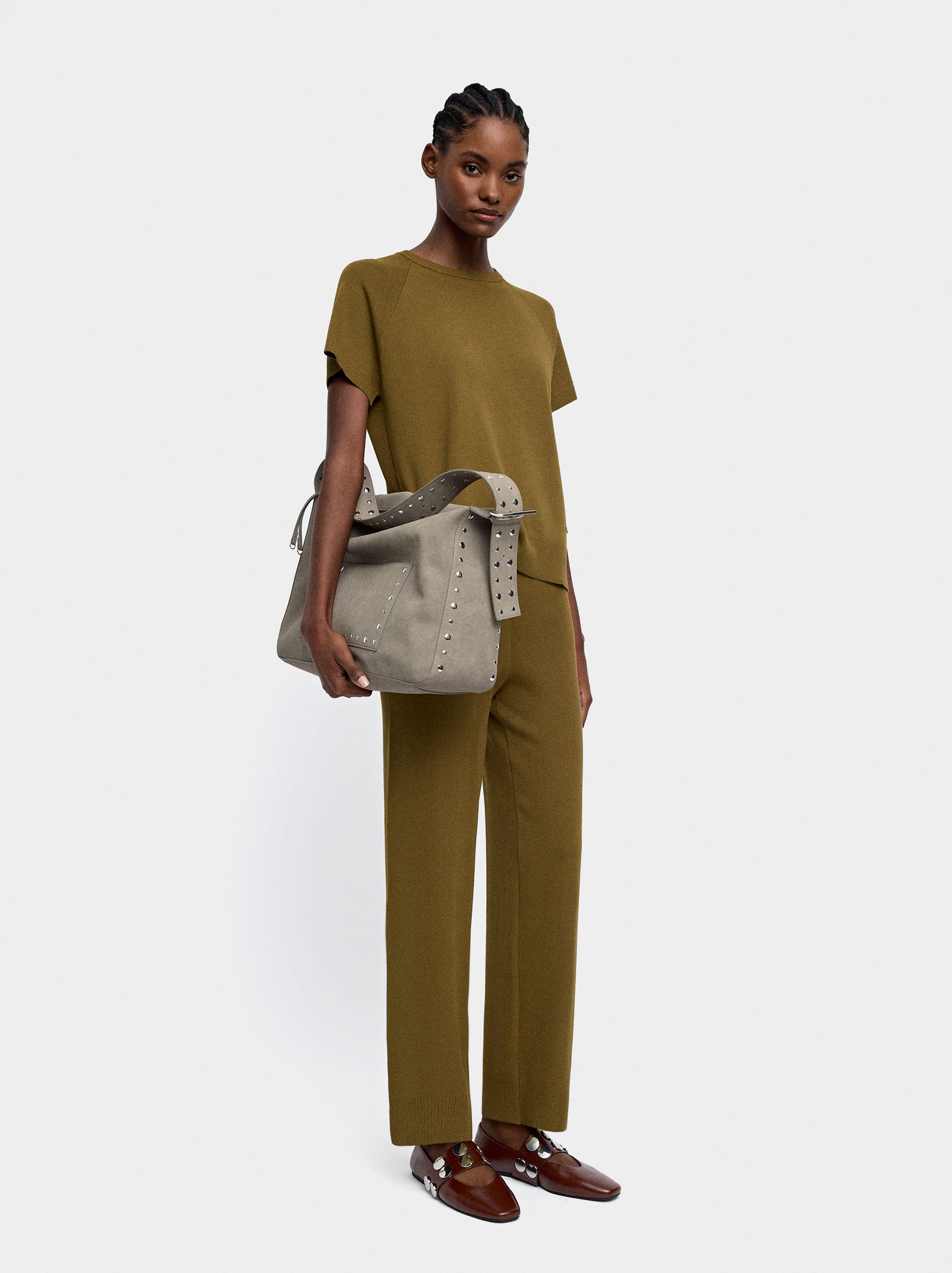 Elastic waist knit trousers image number 0.0