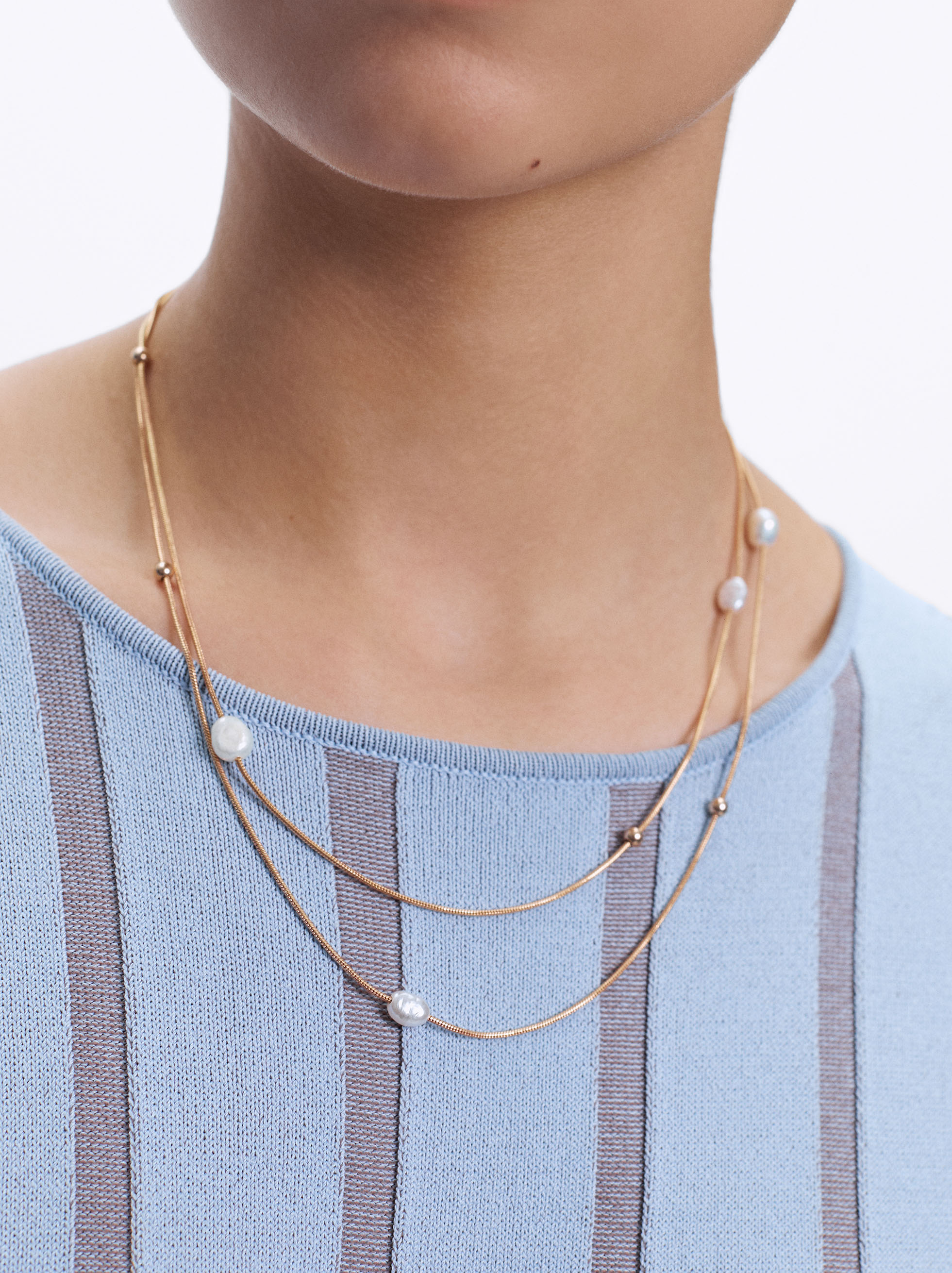 Set of necklaces with pearls image number 1.0