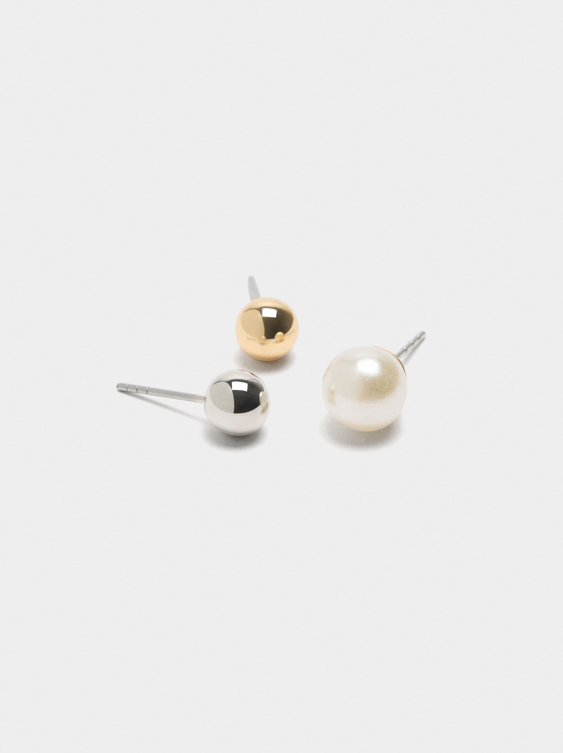 Bicolor sphere earrings with pearls image number 1.0