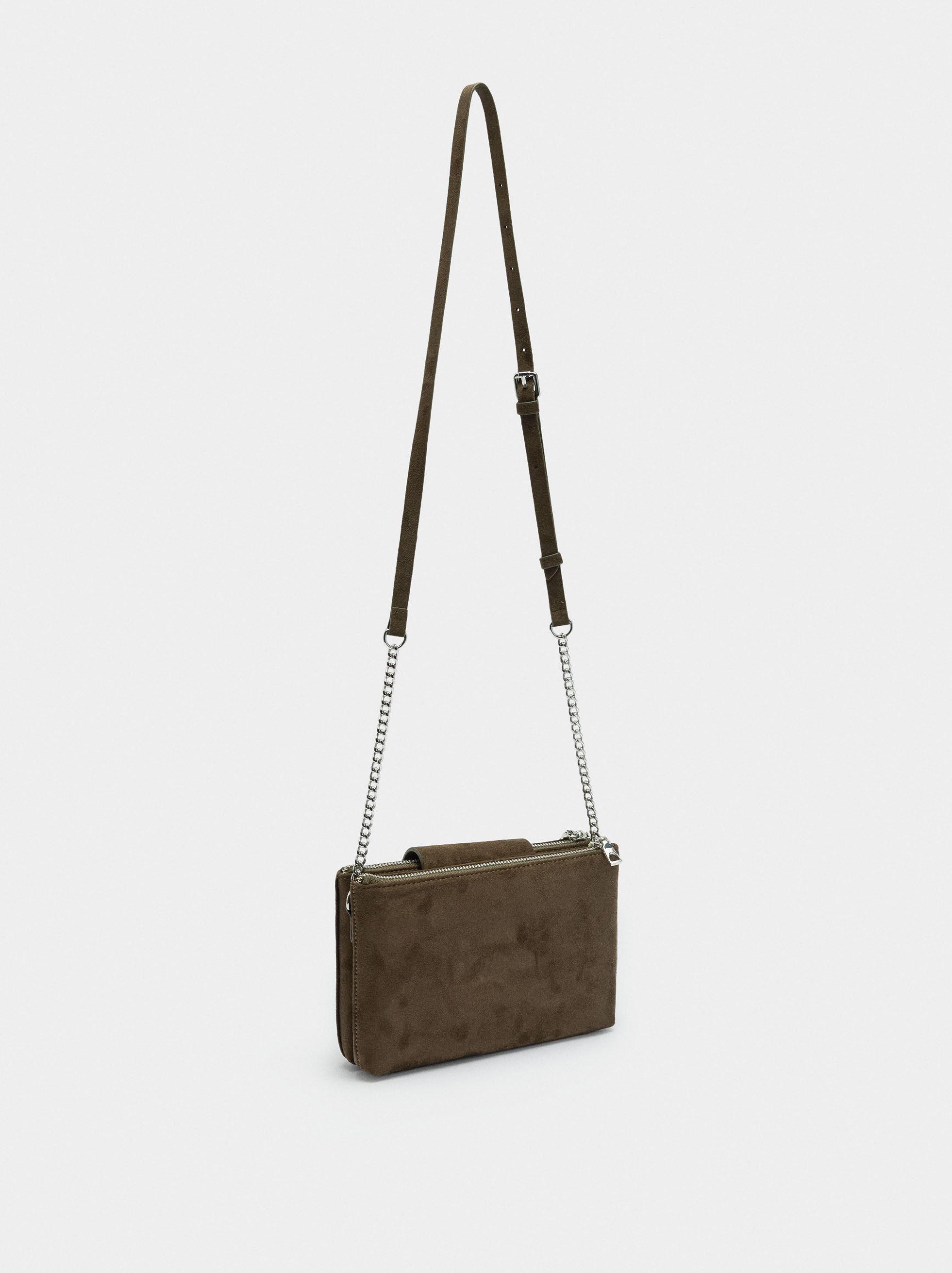 Sac bandoulière double en effet cuir image number 2.0