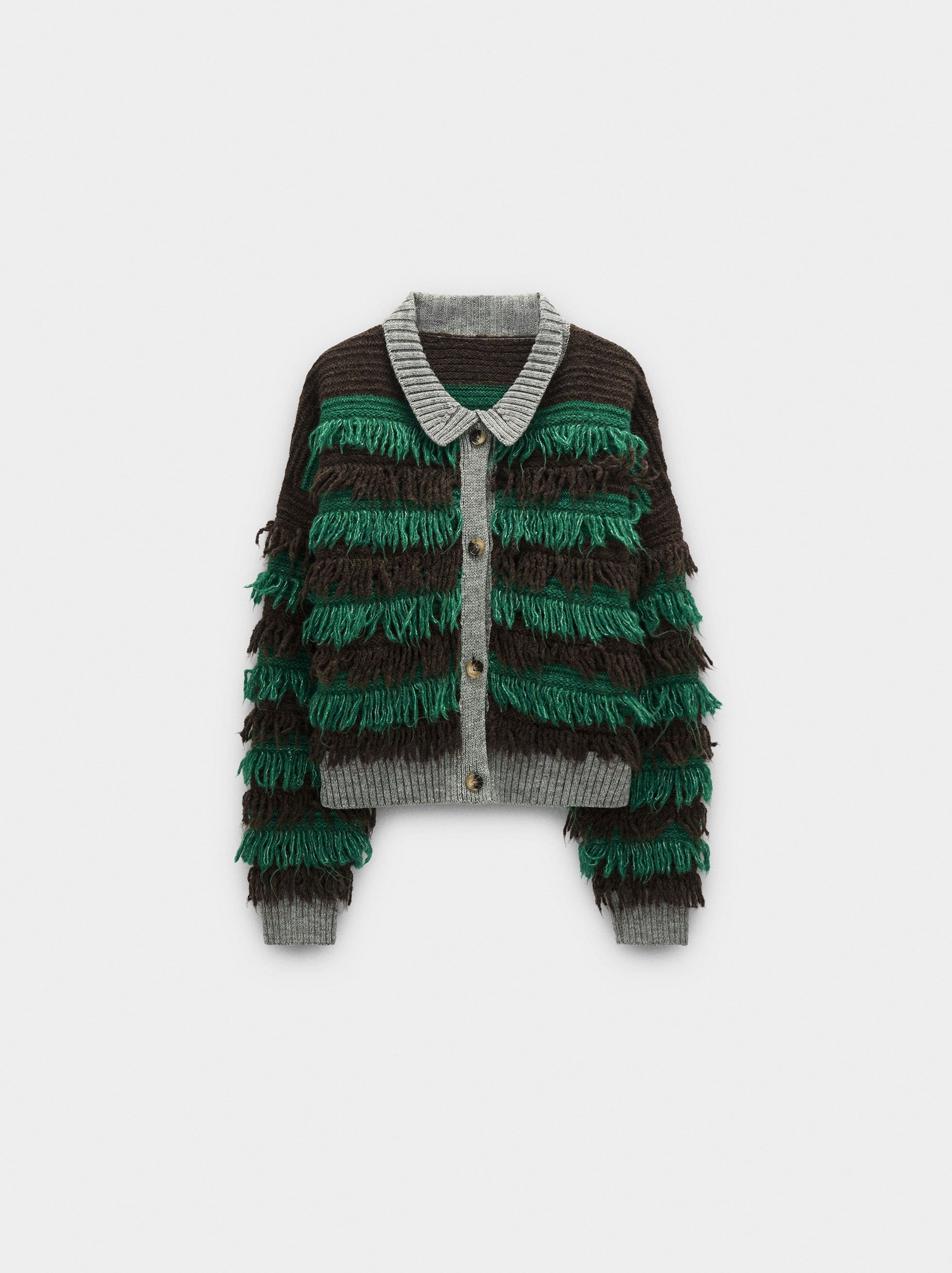 Cardigan en maille avec rayures image number 5.0