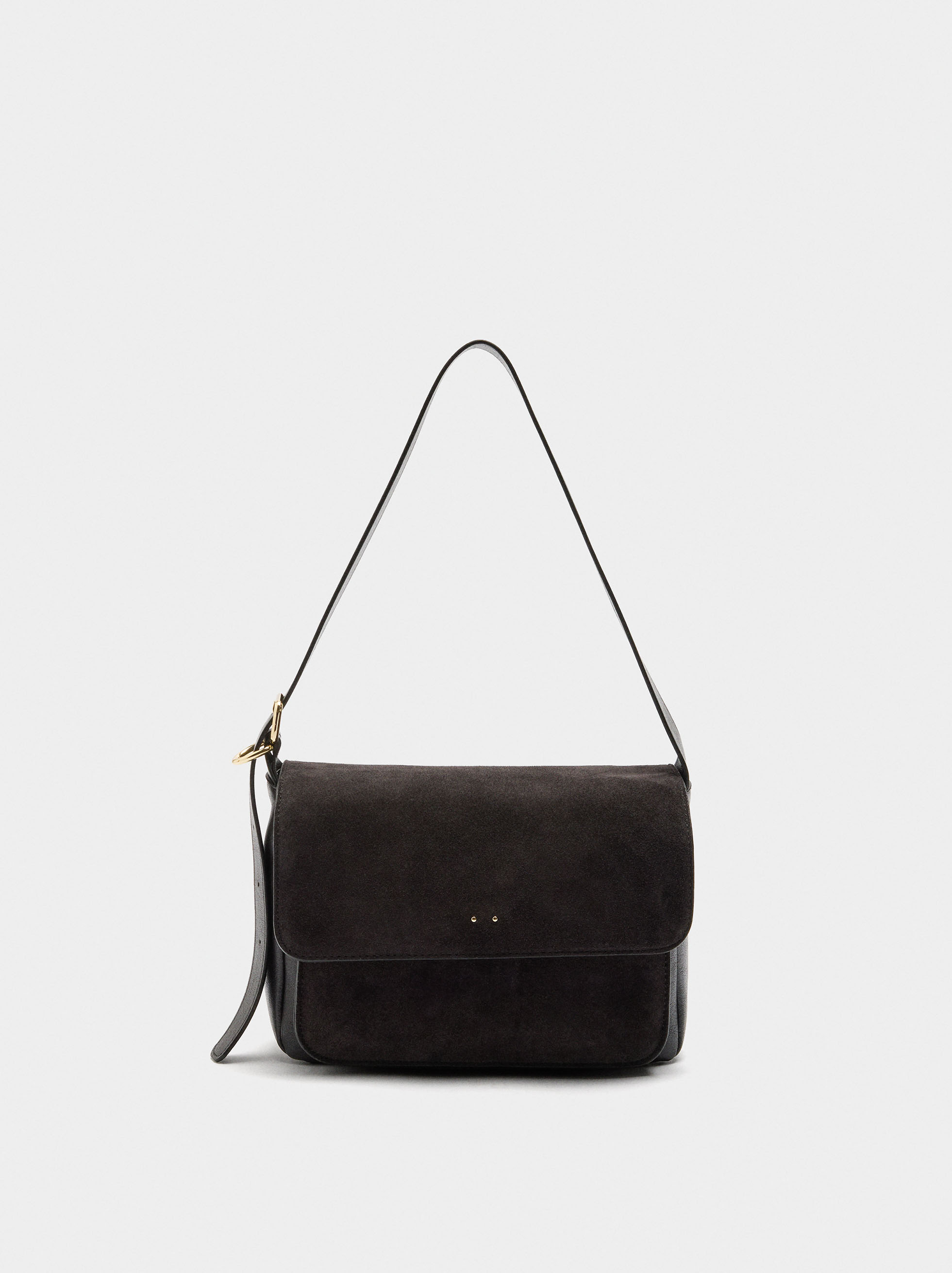 Schultertasche mit Leder image number 0.0
