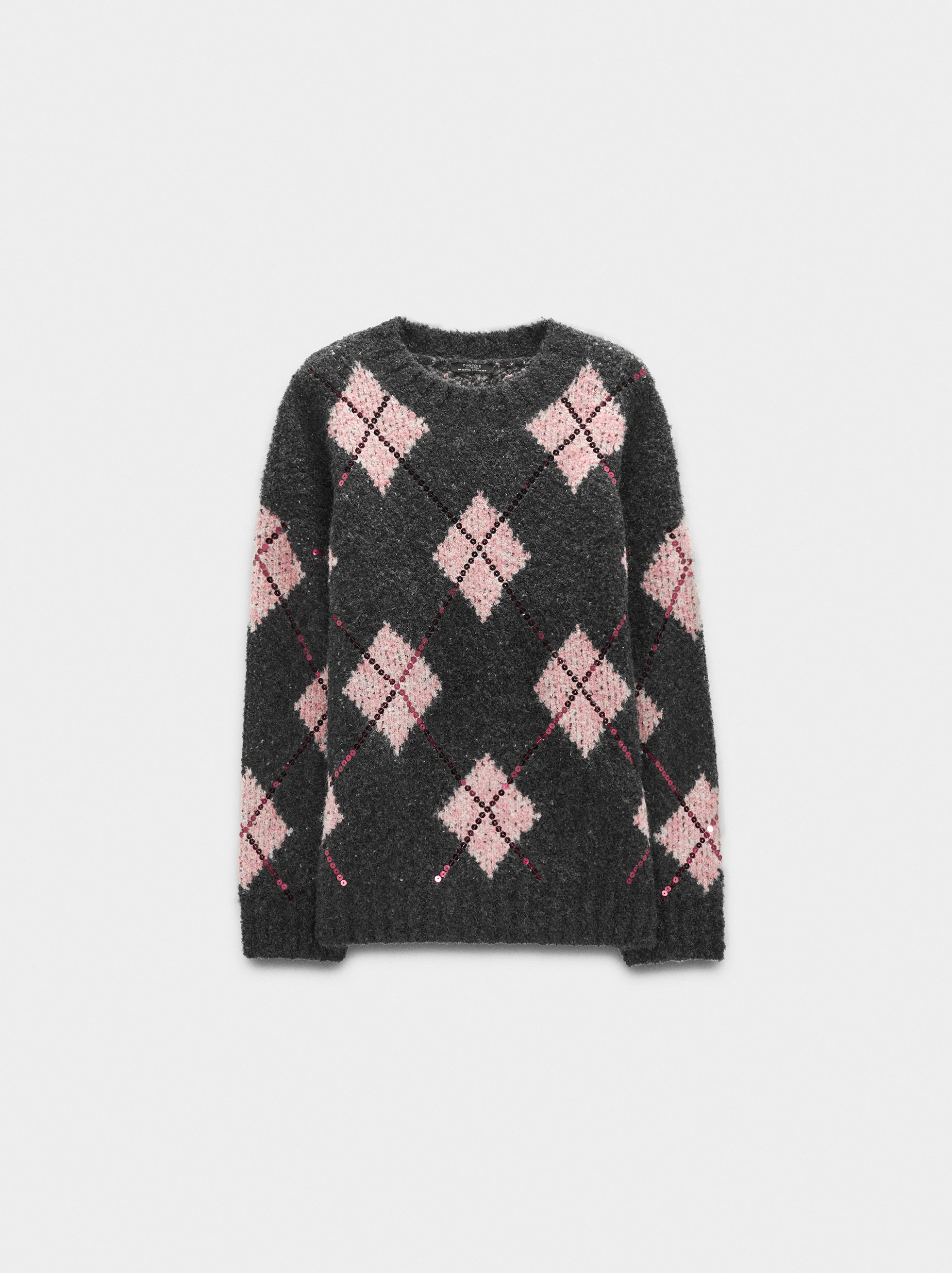 Knit sweater with printed diamonds image number 4.0