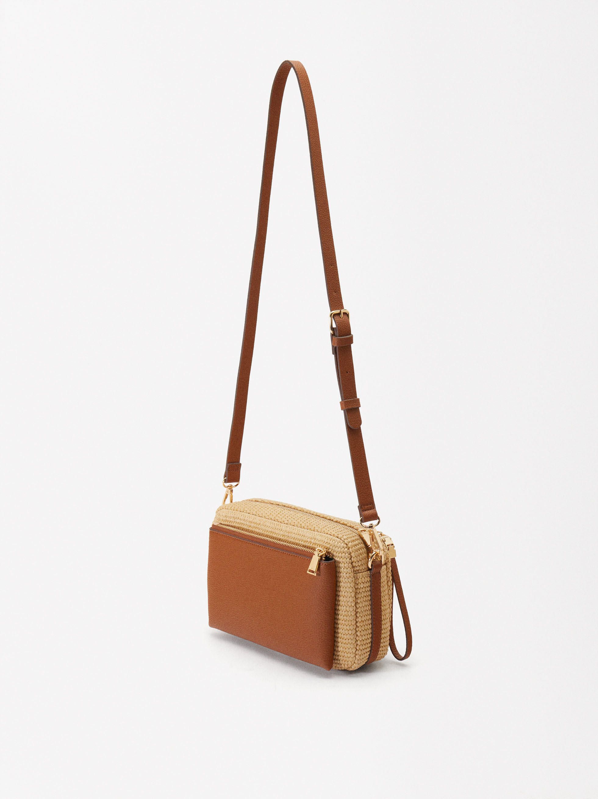StrawEffect Crossbody Bag Natural Parfois