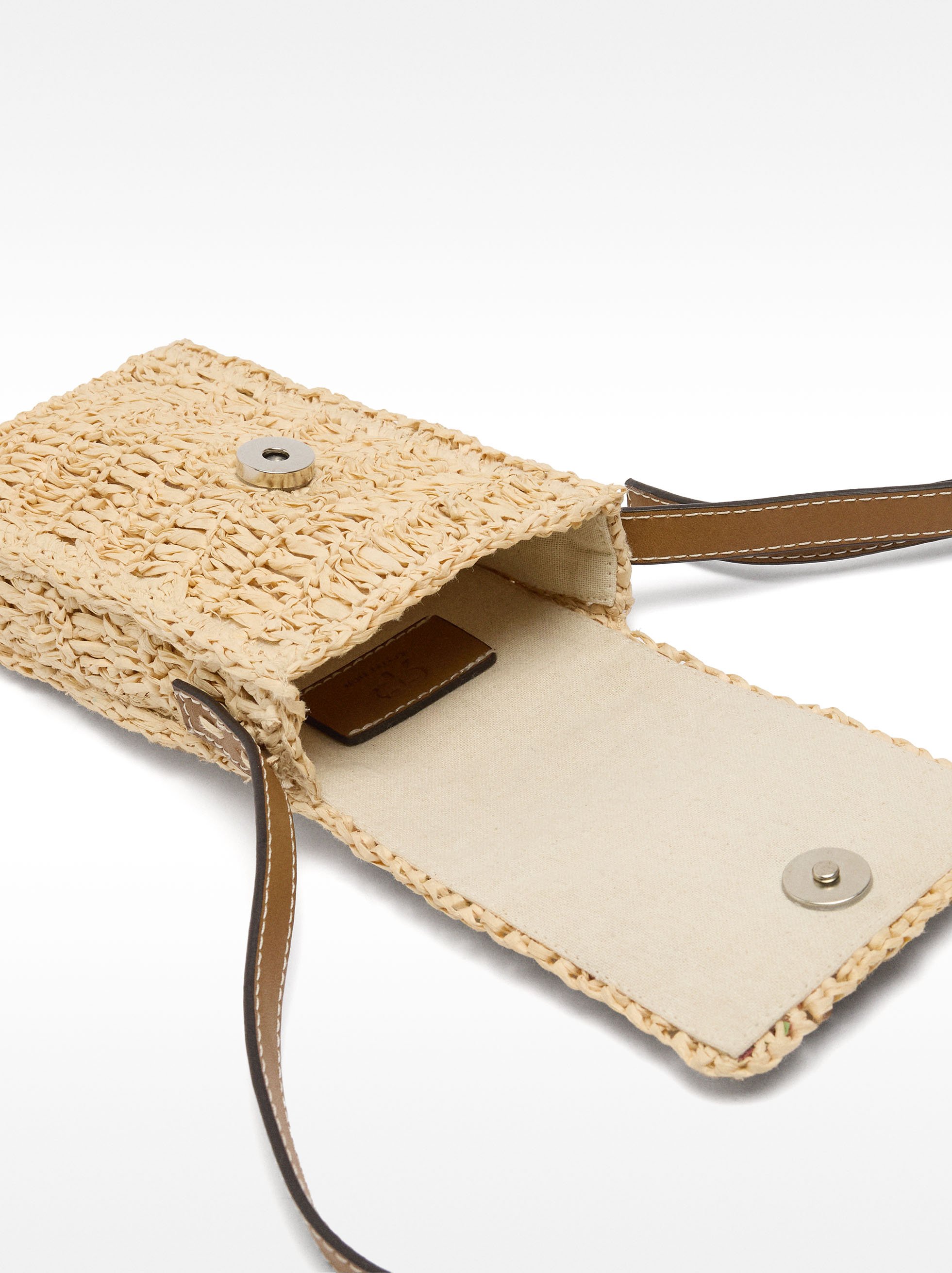 Multicolor straw-effect mobile phone bag image number 5.0