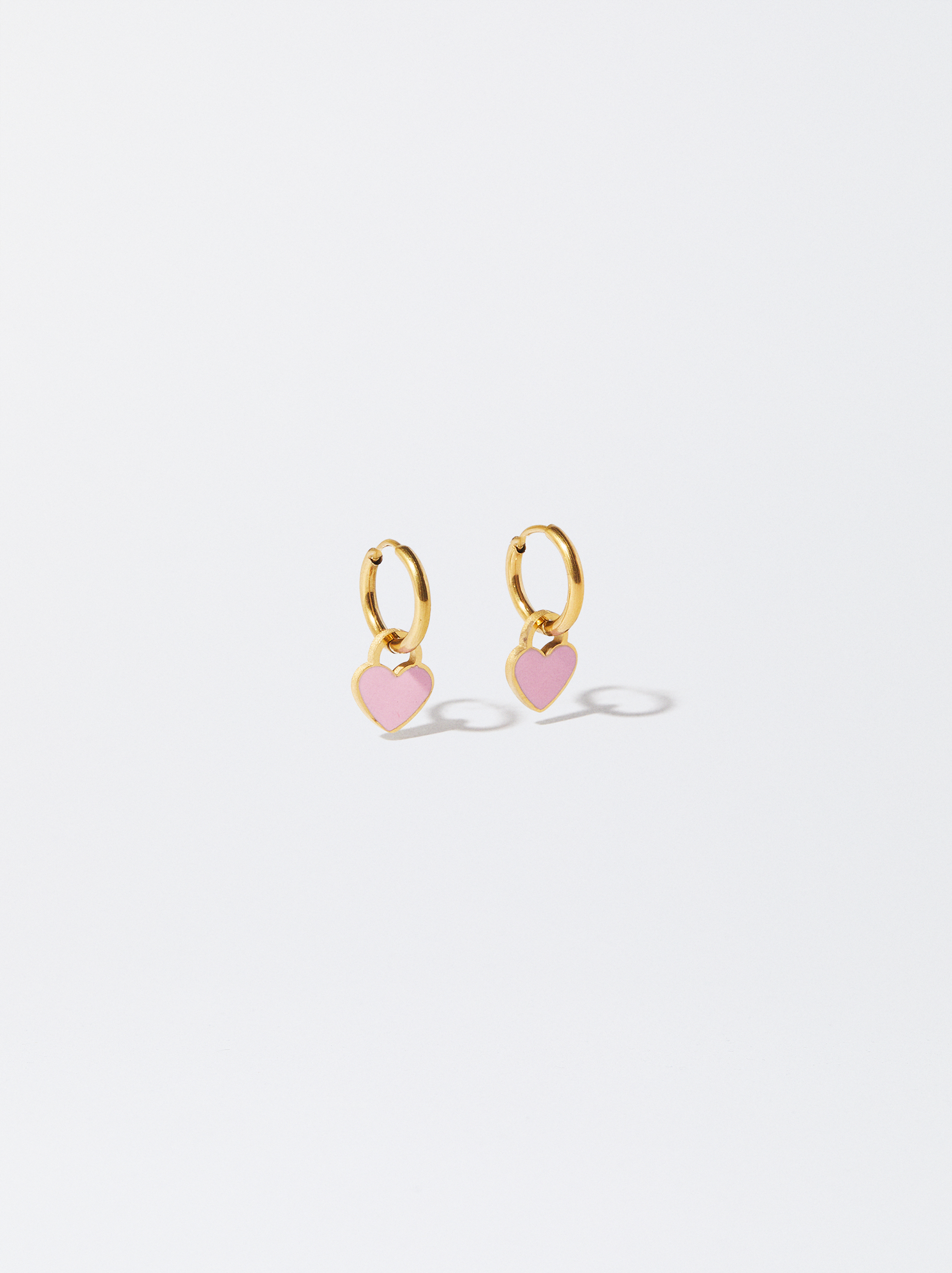 Online Exclusive - Personalized Heart Stainless Steel Hoop Earrings image number 0.0