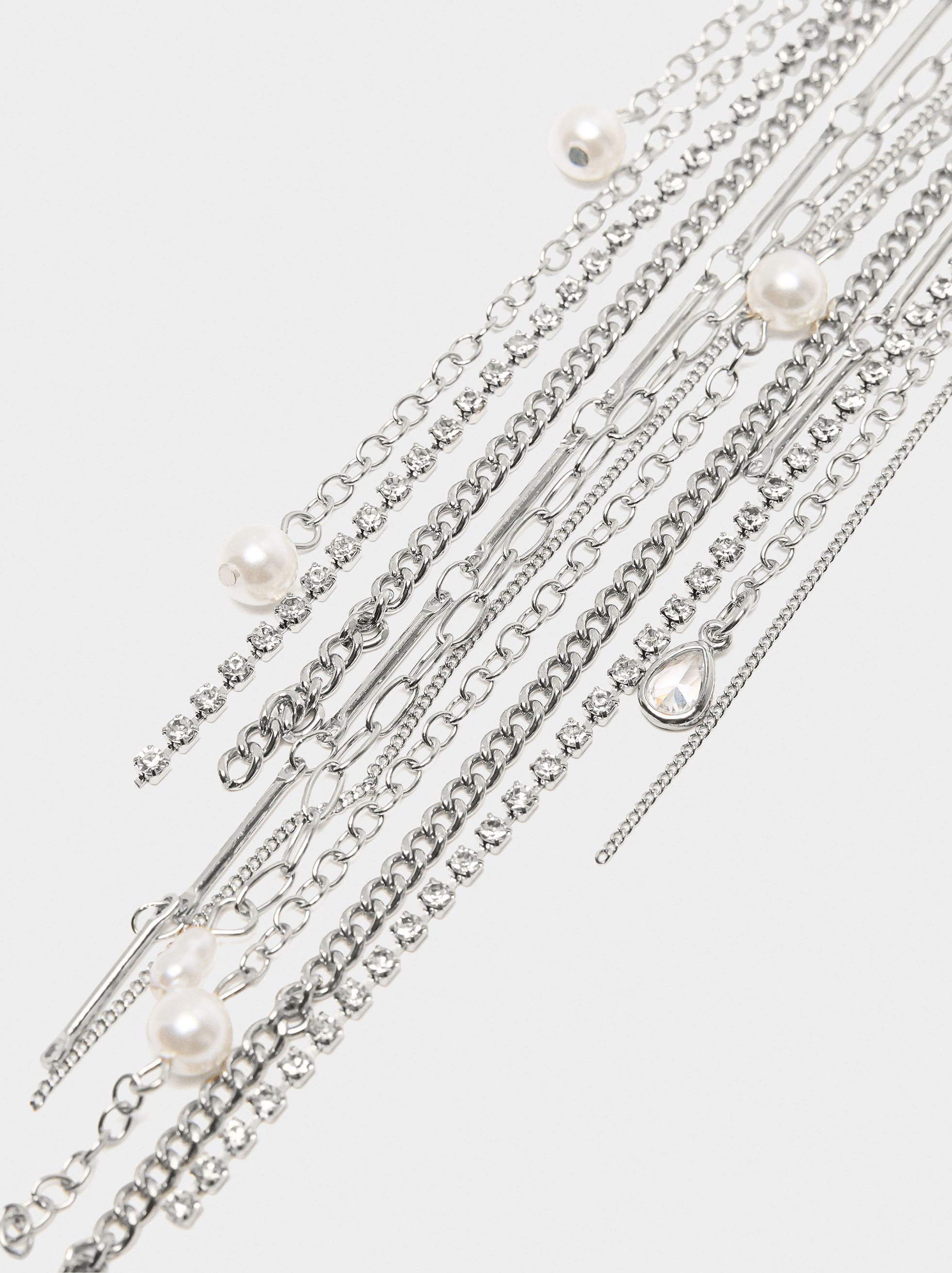 Brooch with chain and pearls image number 1.0