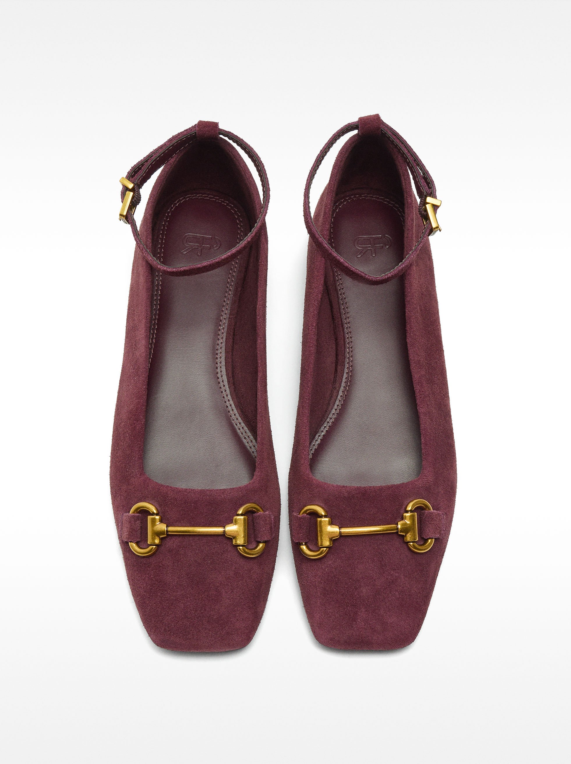 Ankle-strap leather ballet flats image number 0.0