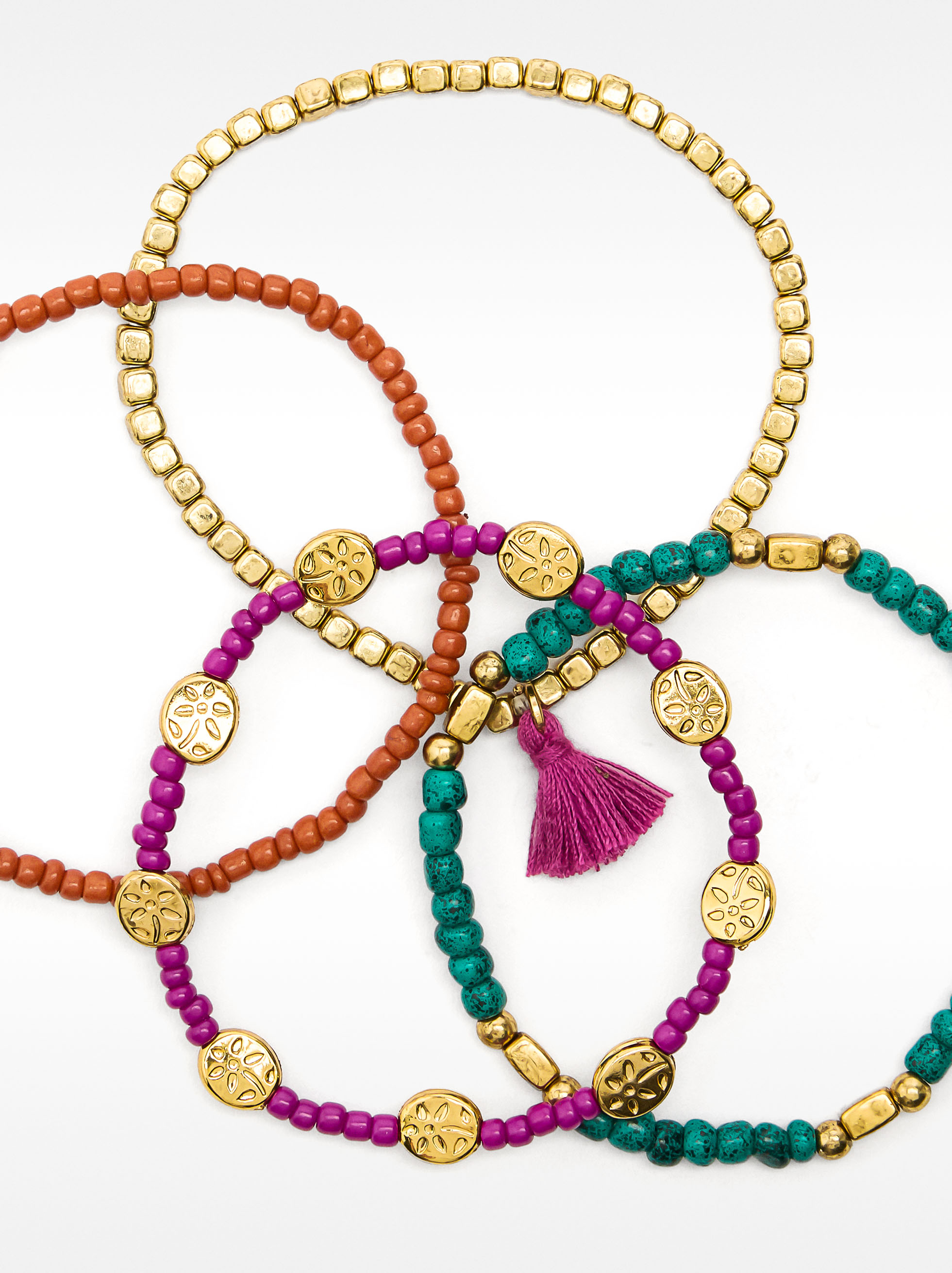 Armbänder-Set mit Perlen und Quaste image number 1.0