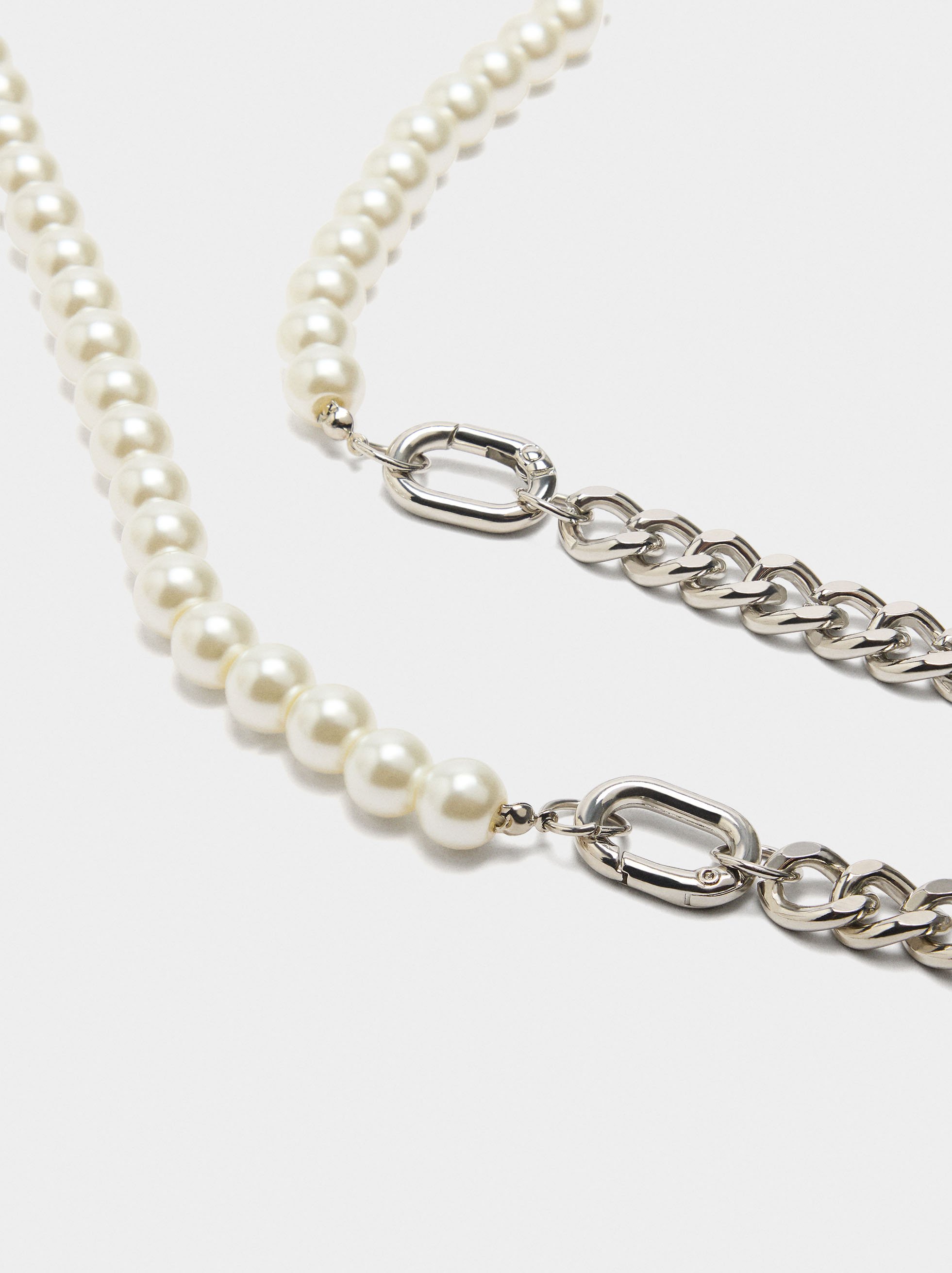 Collier convertible en maillons et perles image number 2.0