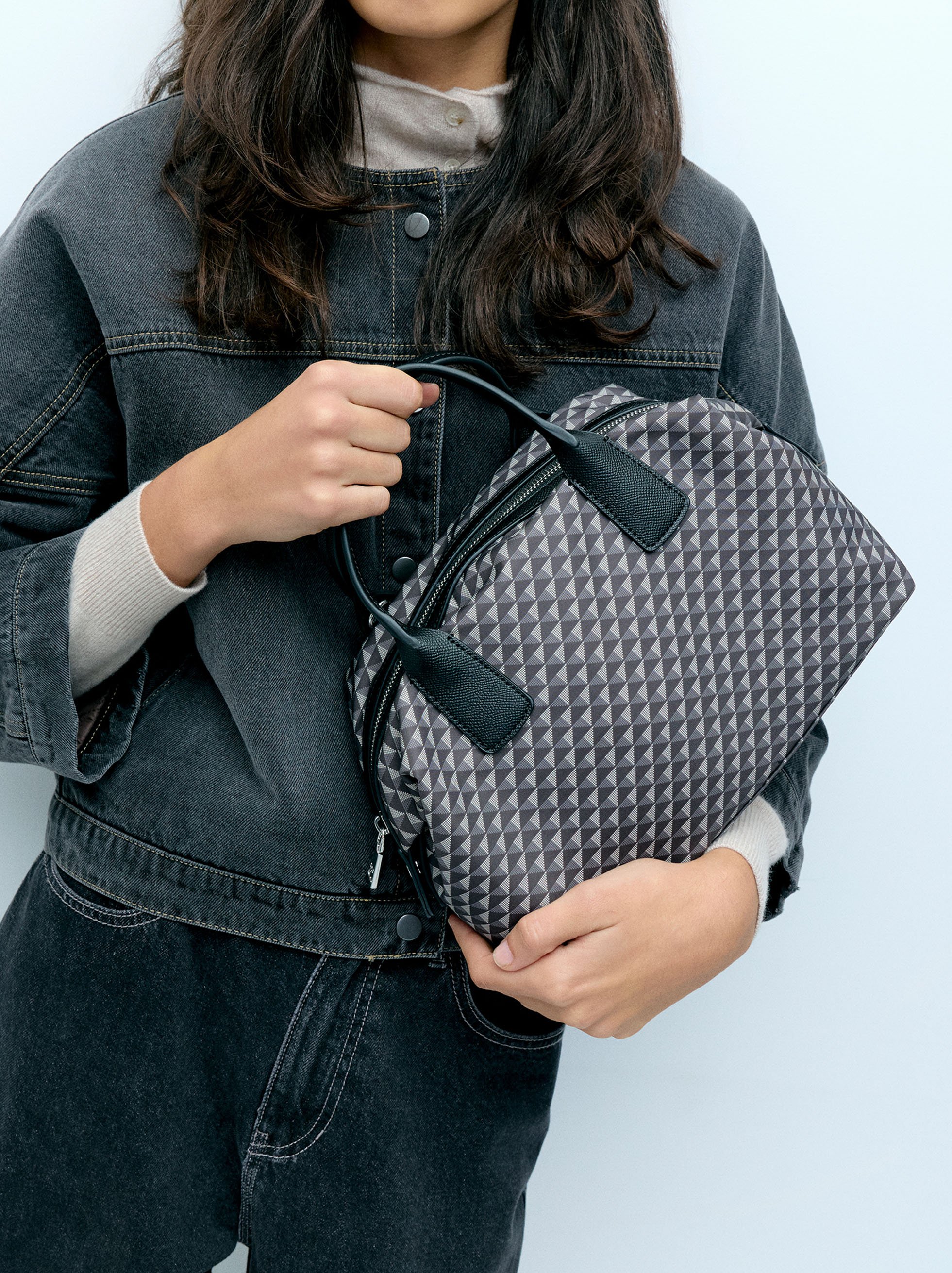 Printed nylon tote bag image number 7.0