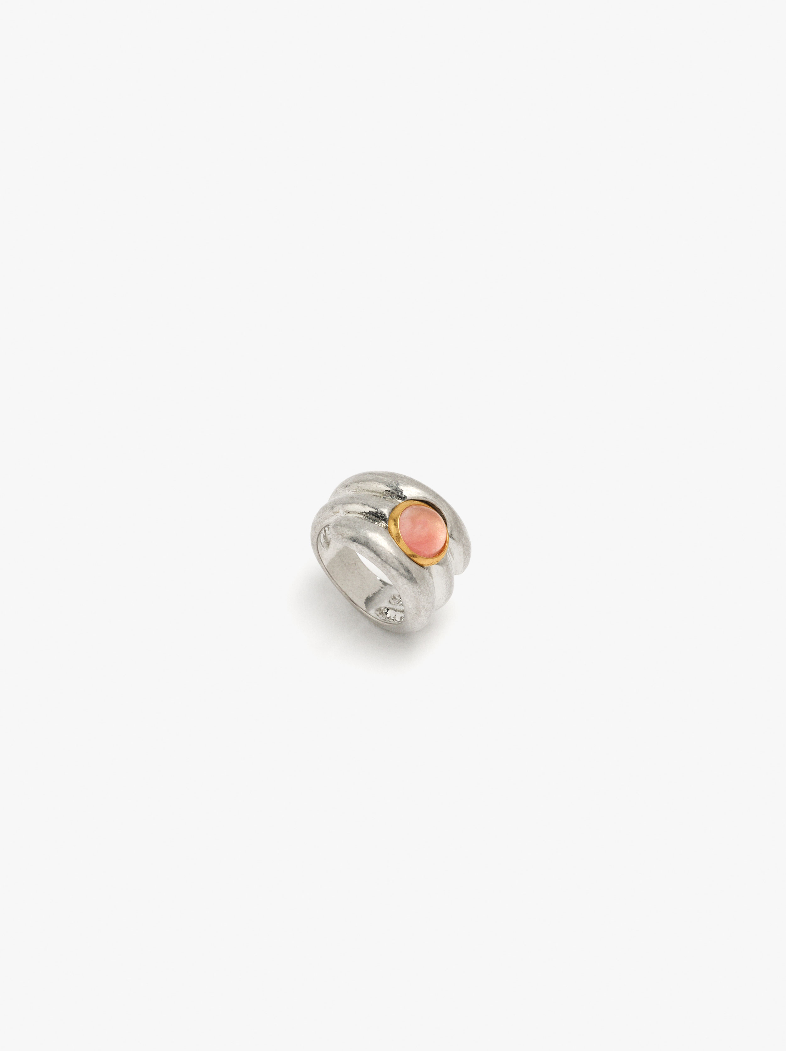 Bague large effet triple avec pierre image number 1.0