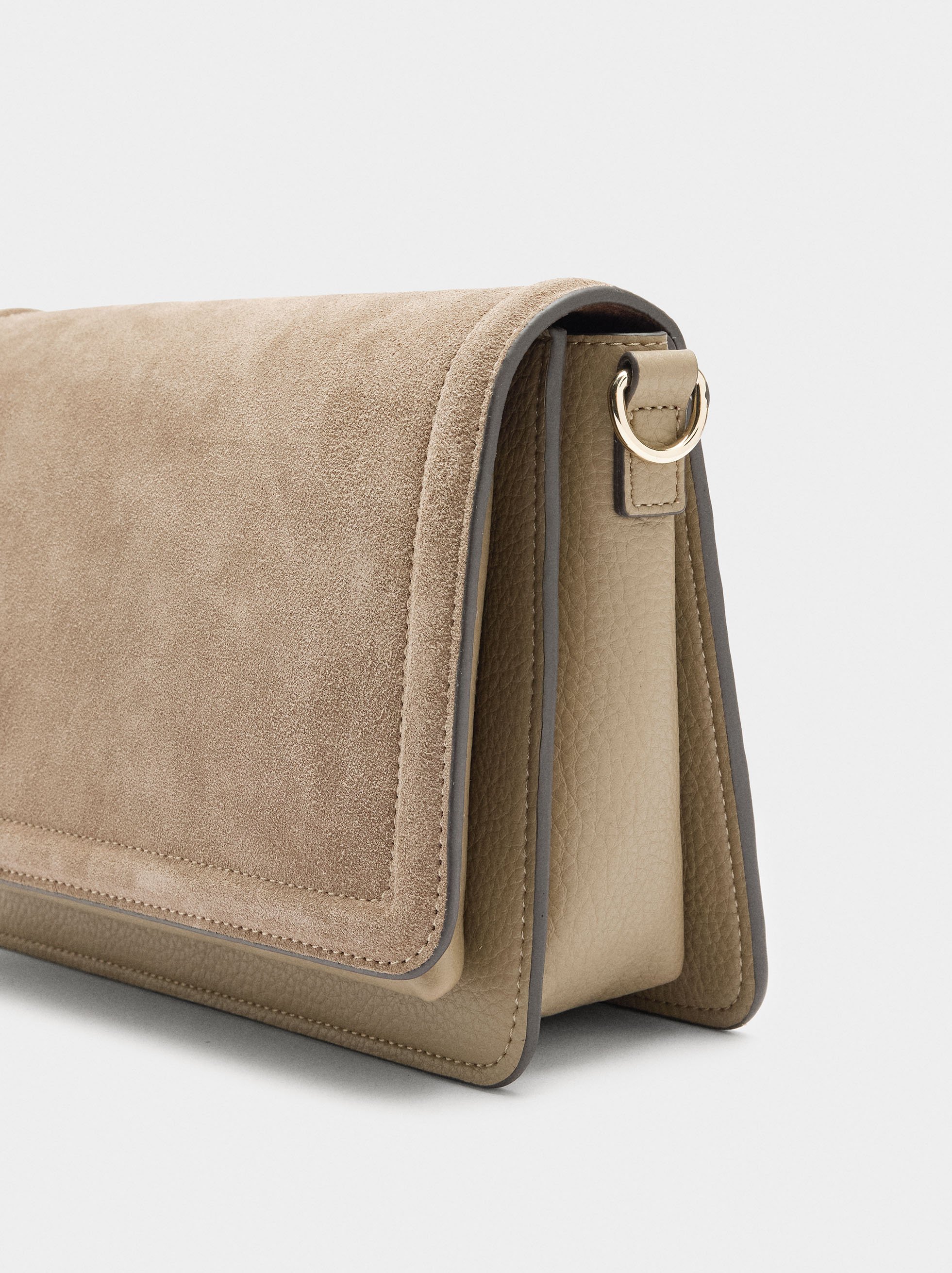 Crossbody bag with flap and leather details image number 2.0