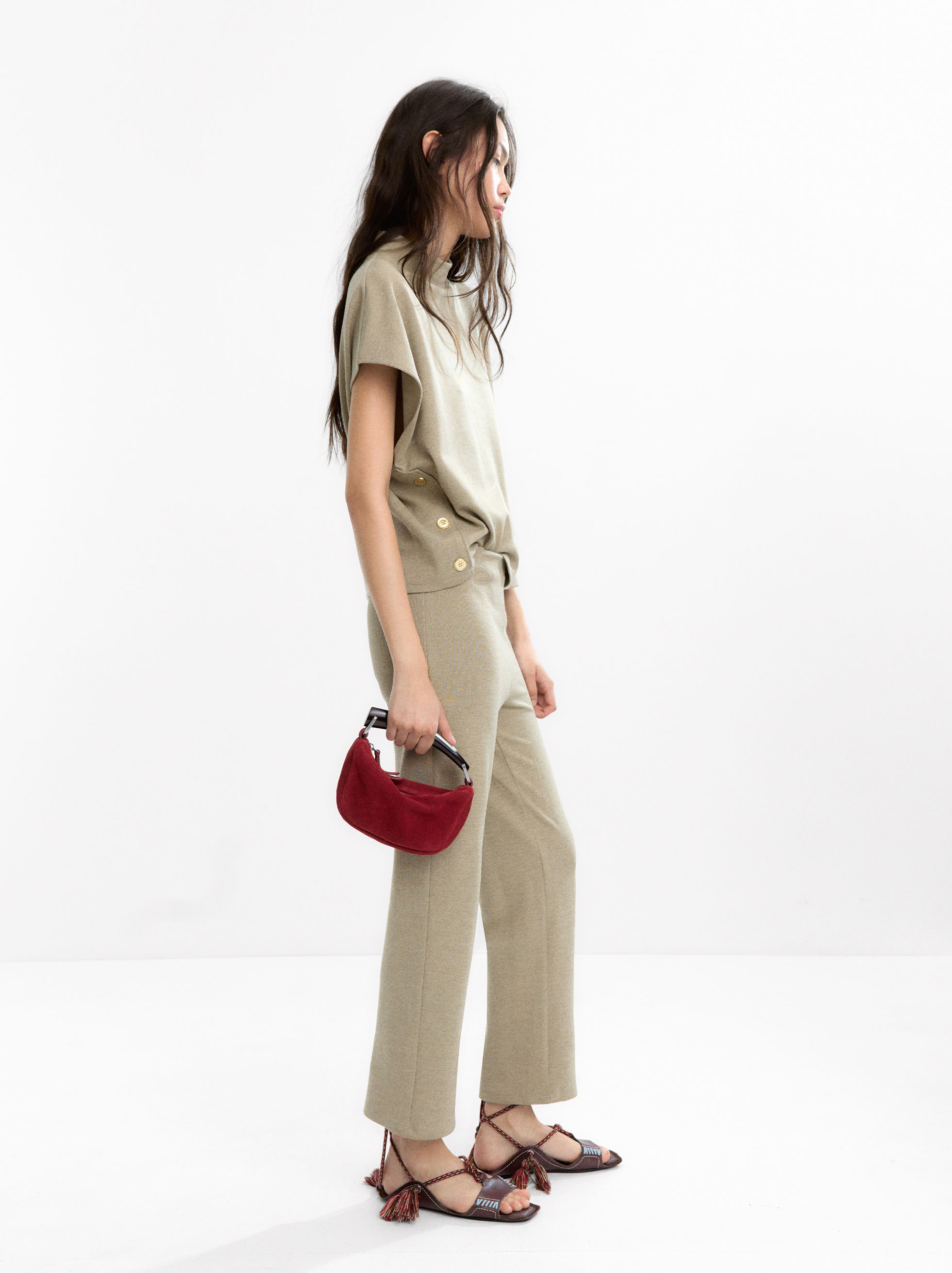 Trousers with elastic waistband, Green, hi-res