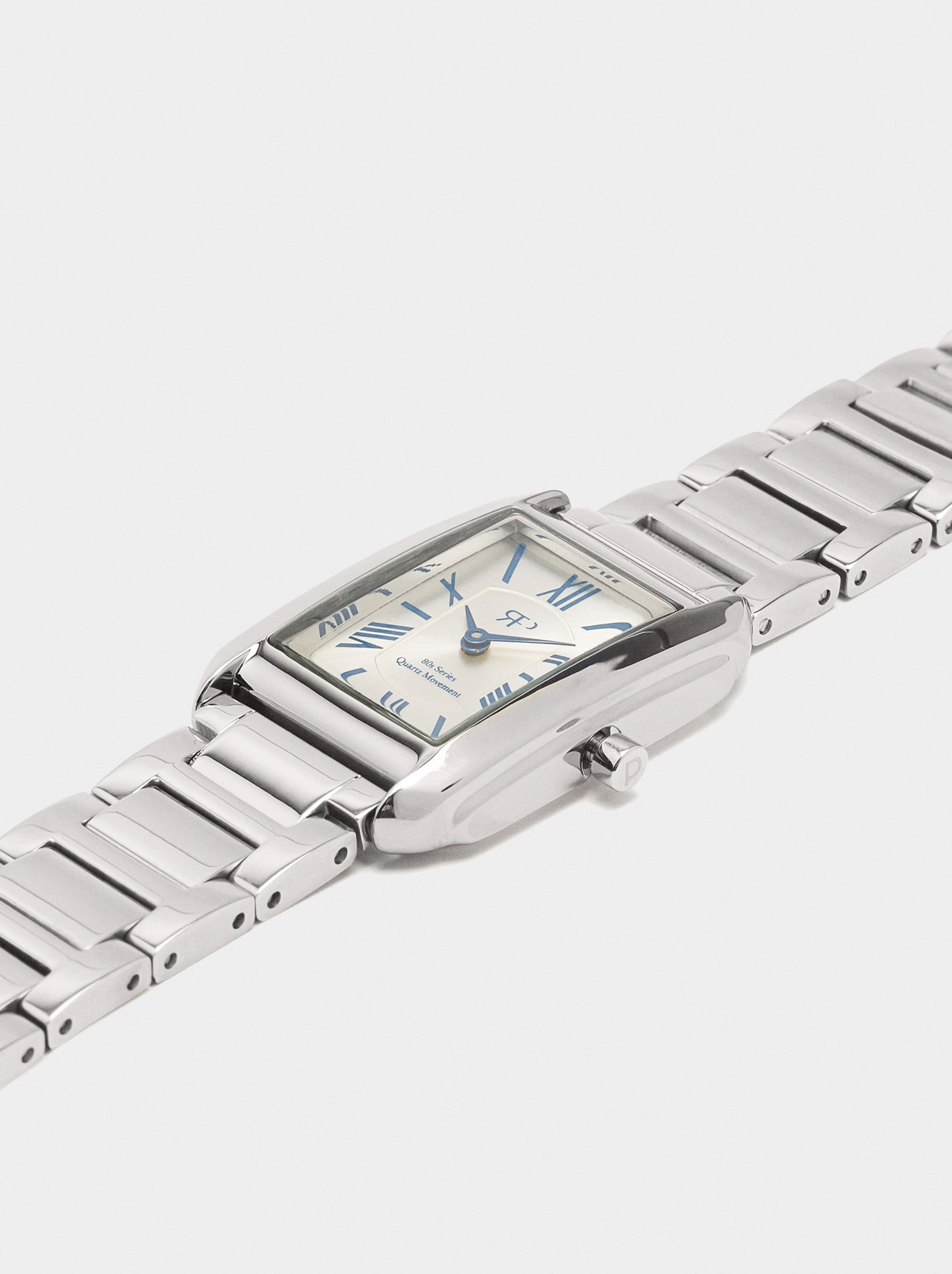 Rectangular watch with stainless steel bracelet image number 1.0