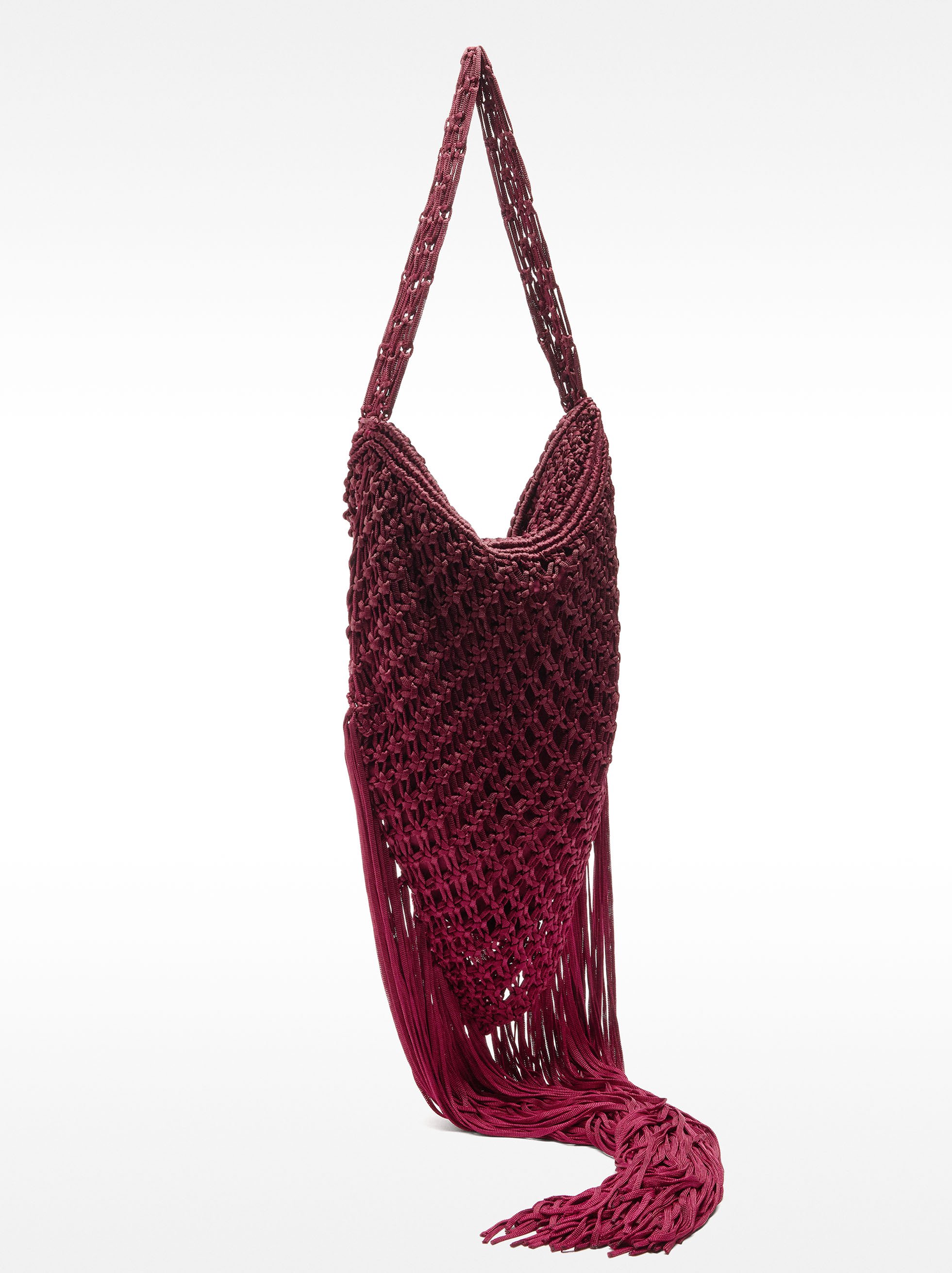 Bolso de hombro de crochet con flecos image number 2.0