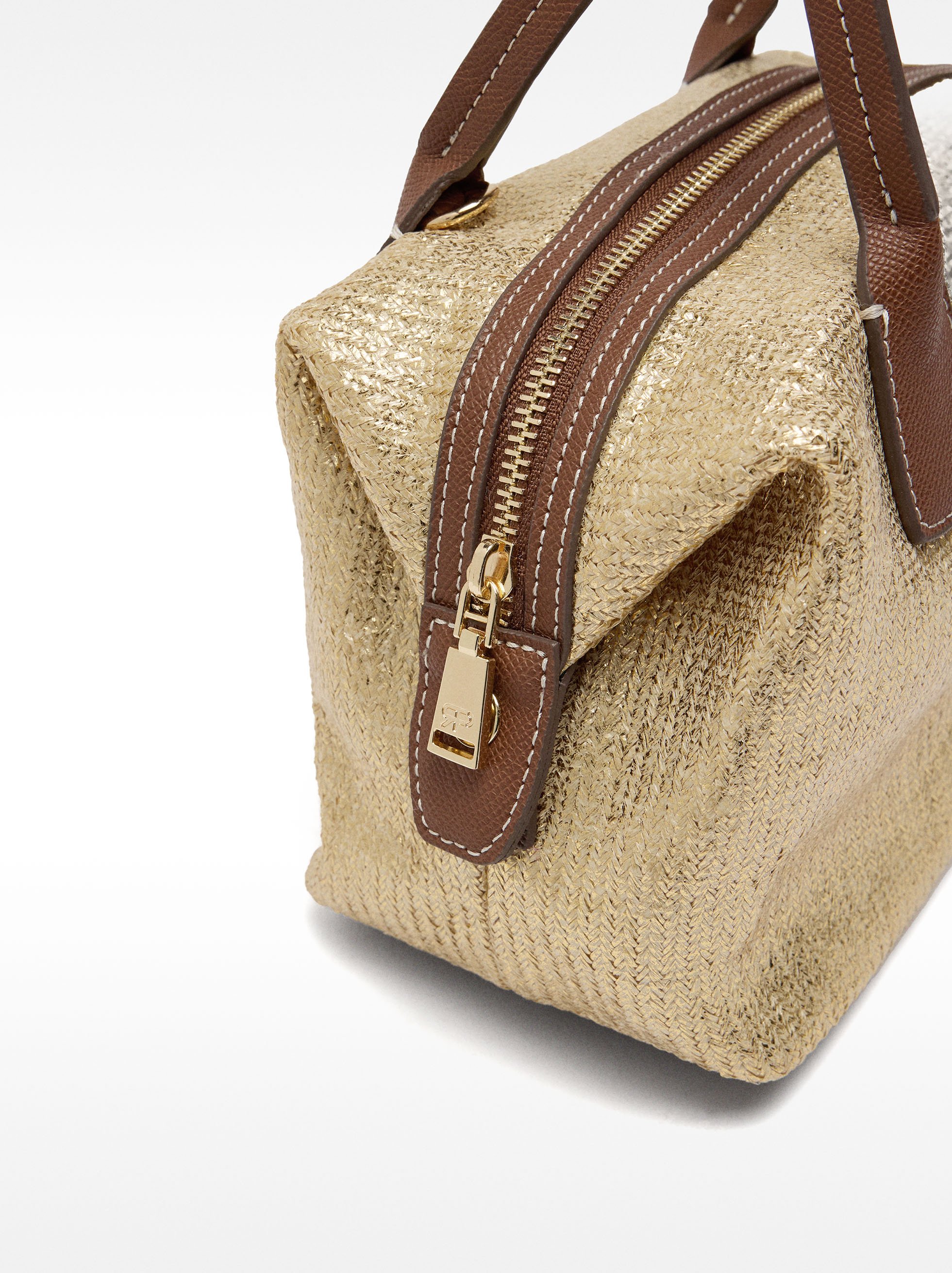 Bolso tote efecto rafia con bandolera M image number 2.0