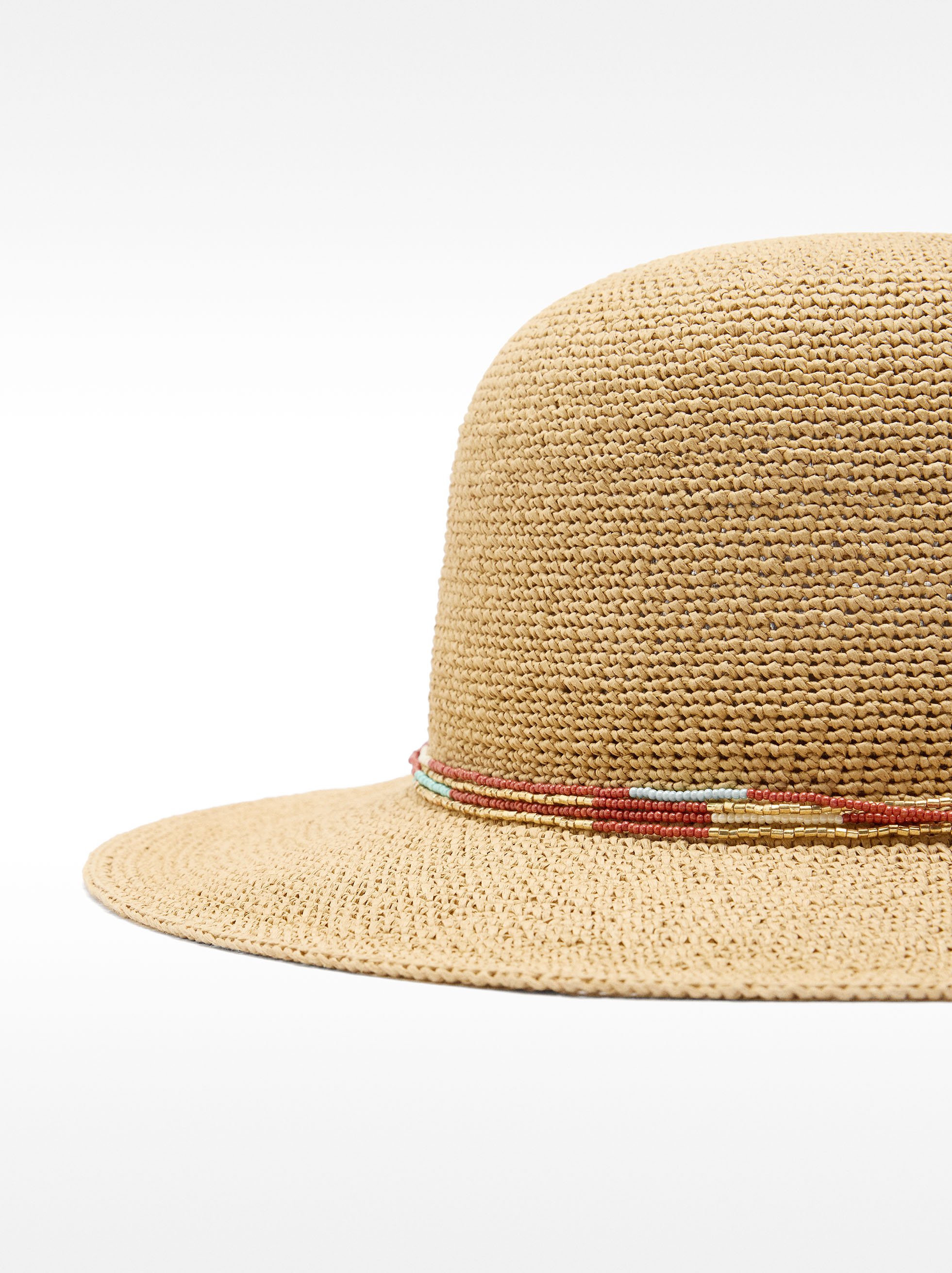 Raffia effect hat with tie straps image number 1.0