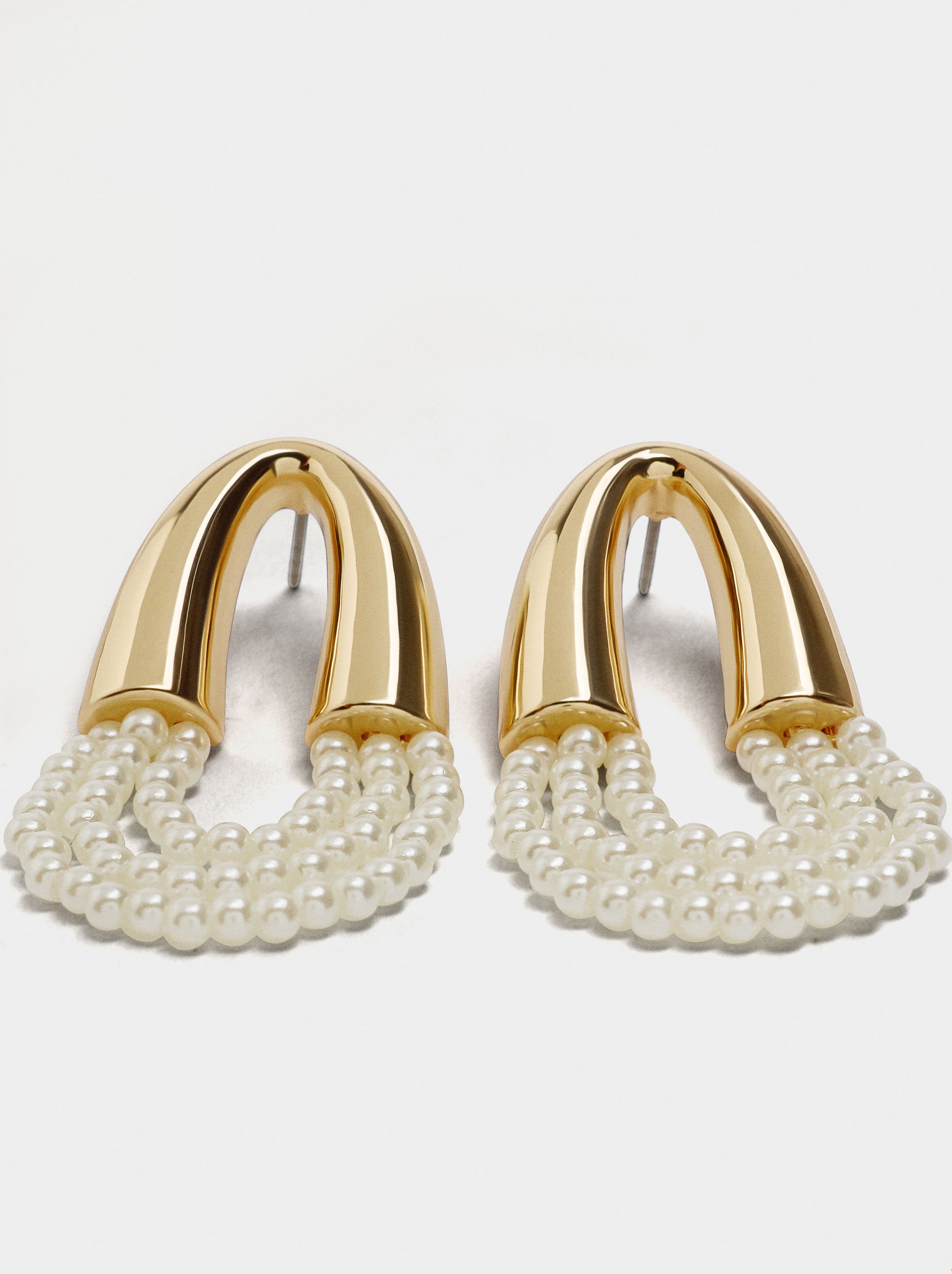 Pendientes de arco con perlas image number 2.0