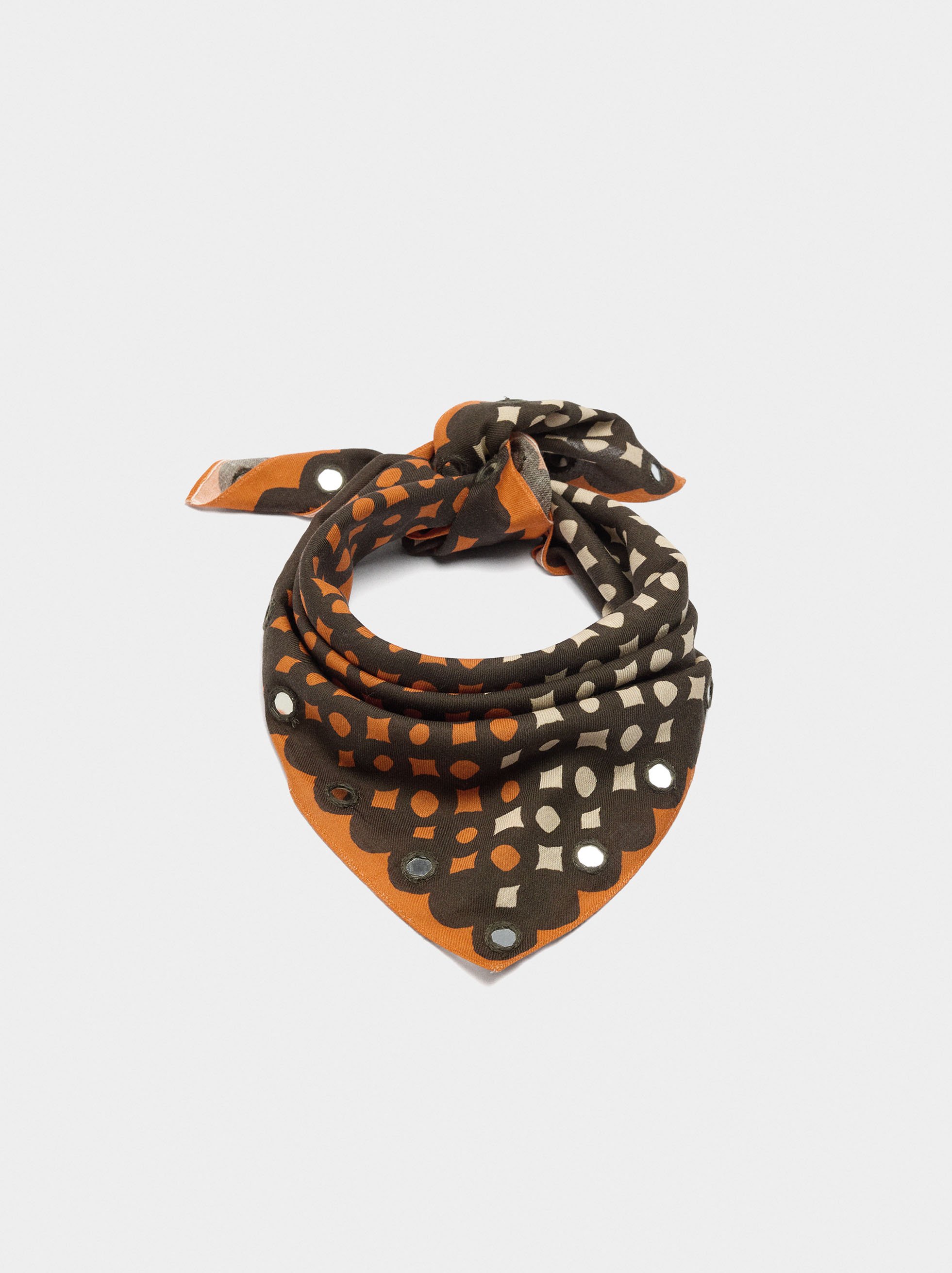 Foulard carré imprimé en coton image number 2.0