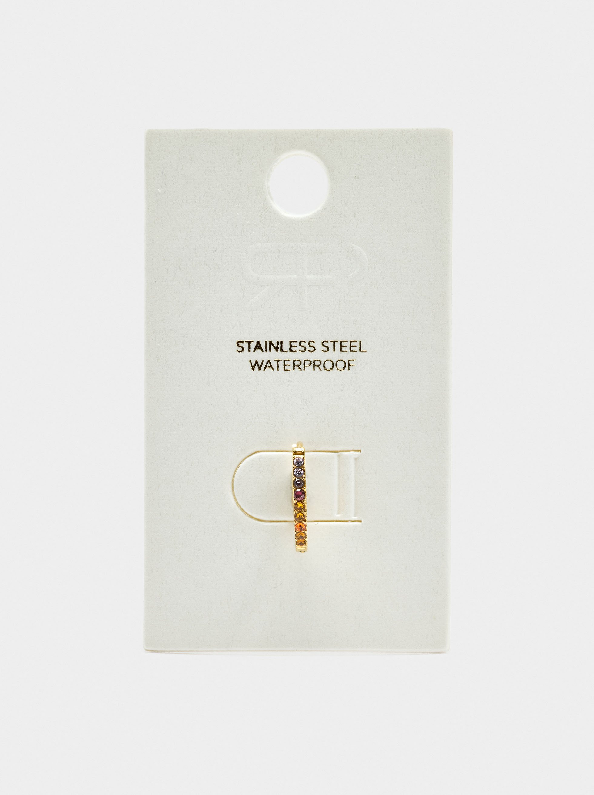 Individual hoop with multicolor crystals - stainless steel image number 2.0