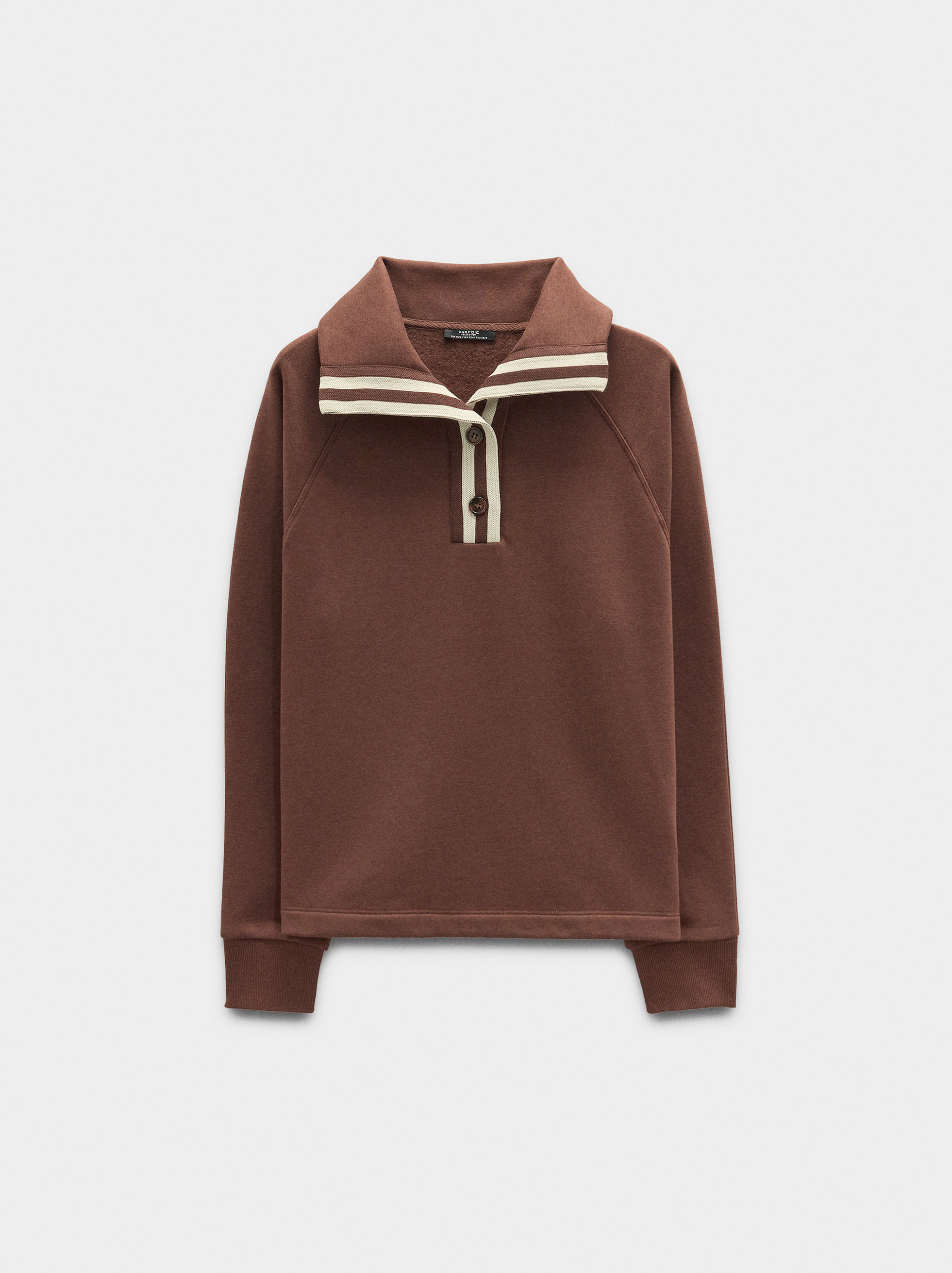 Sweatshirt col polo en rayures image number 4.0