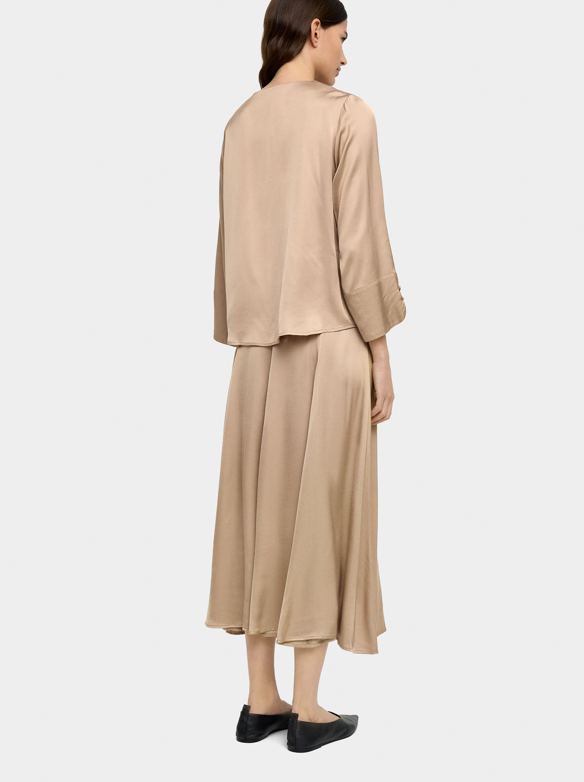 Satin-finish flowing blouse image number 2.0
