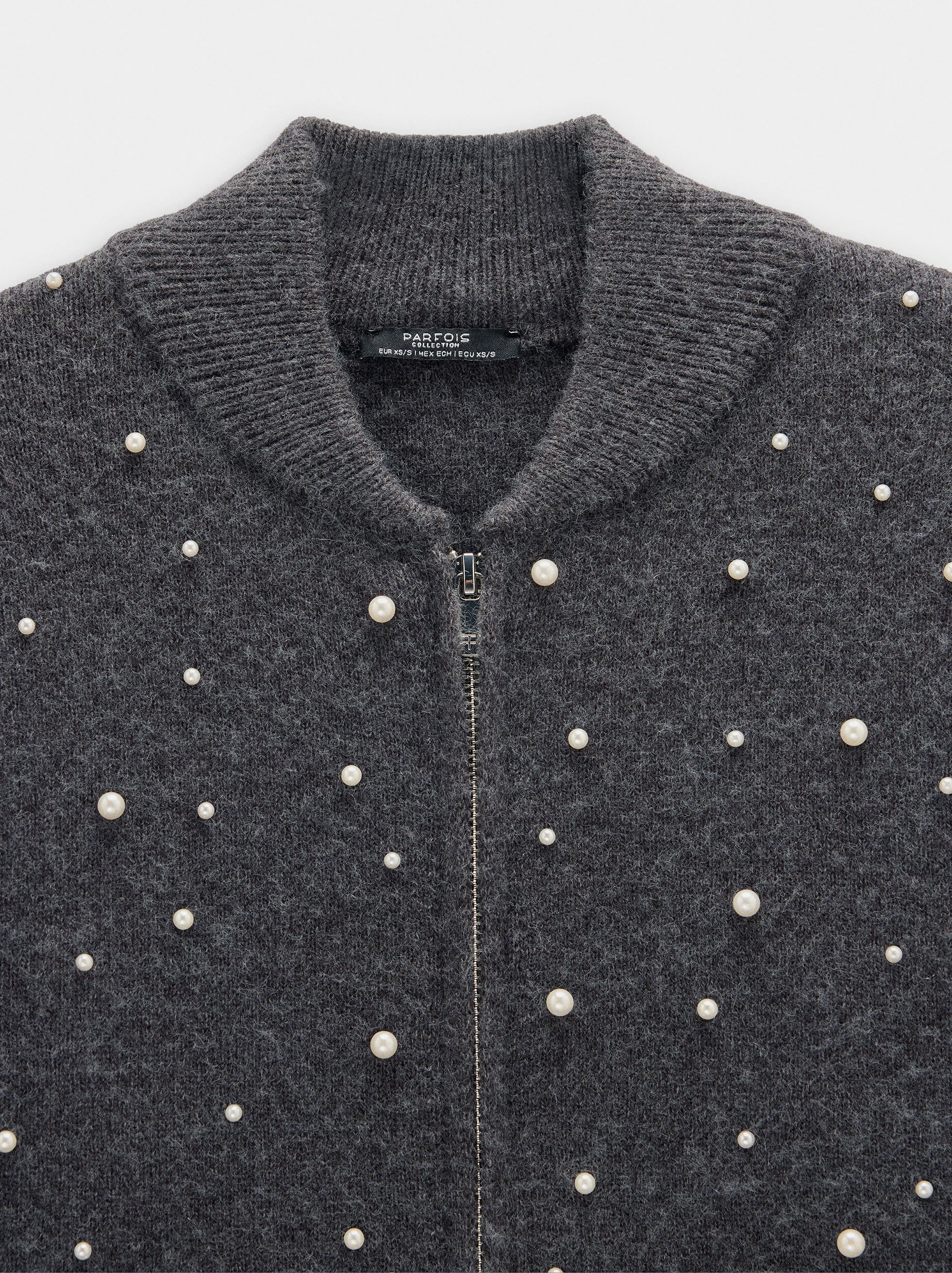 Strickjacke aus Strick mit Perlen image number 6.0