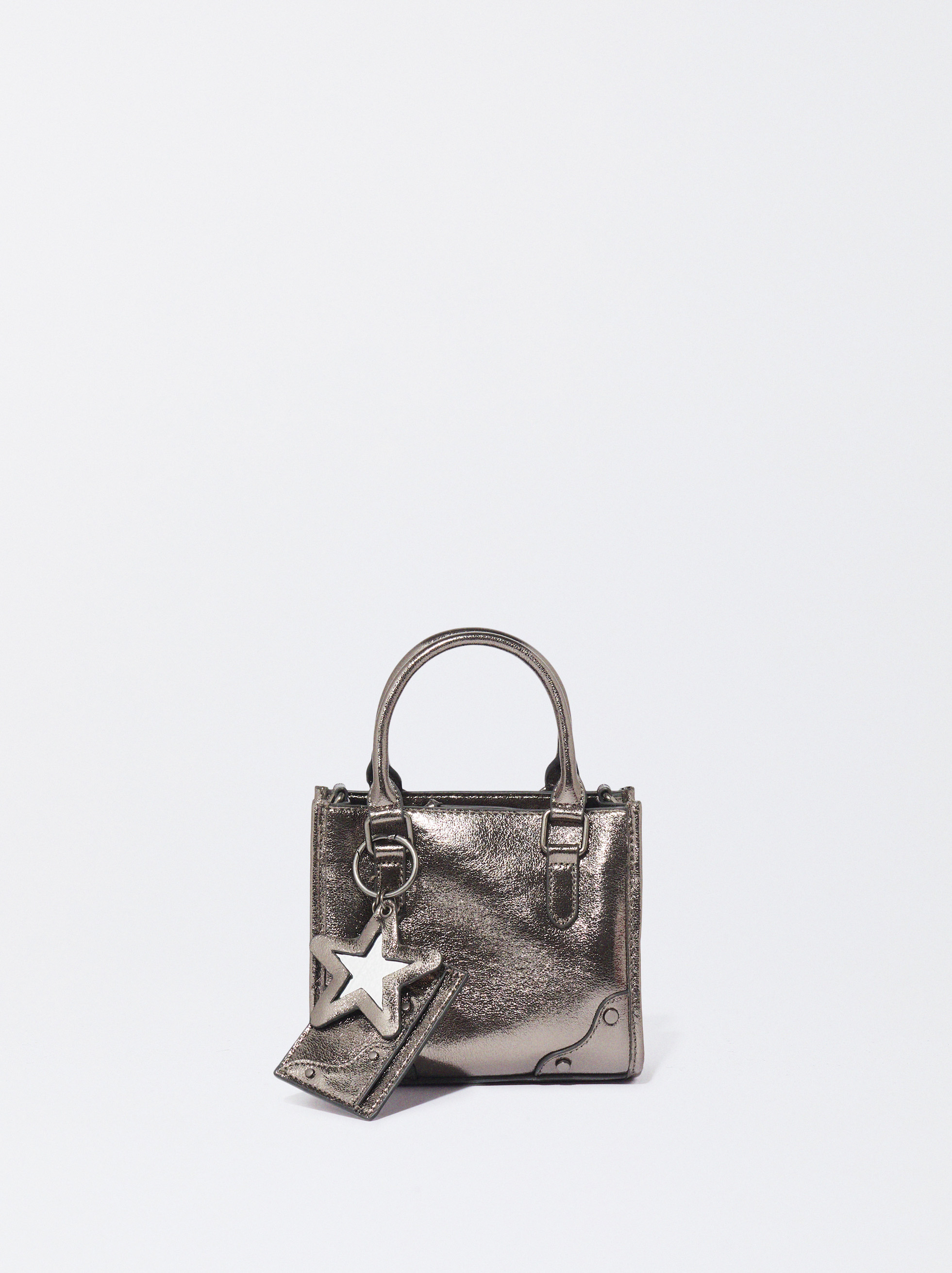 Metallic silver tote bag on sale