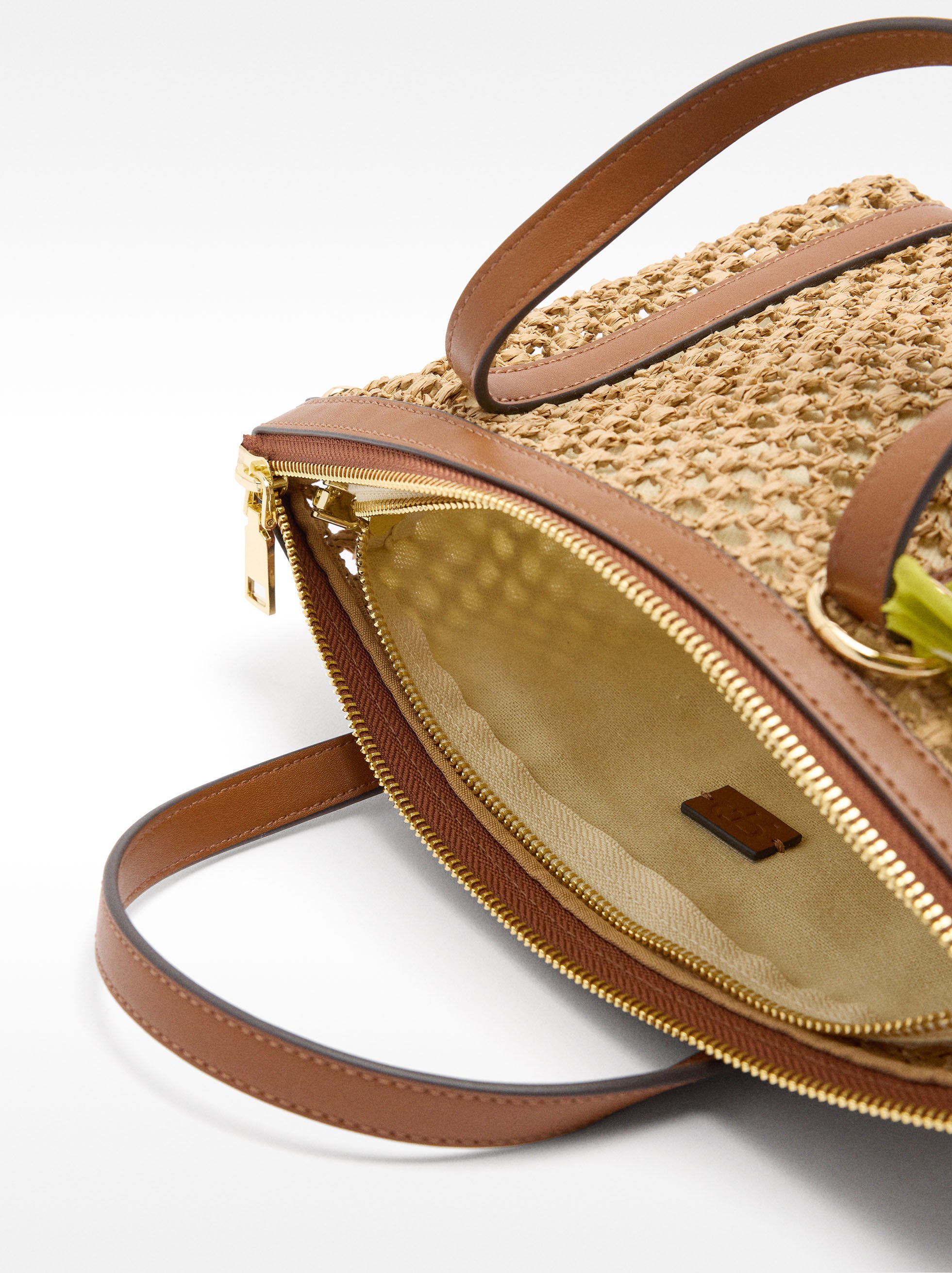 Mala tote efeito palha bolsa removível image number 4.0
