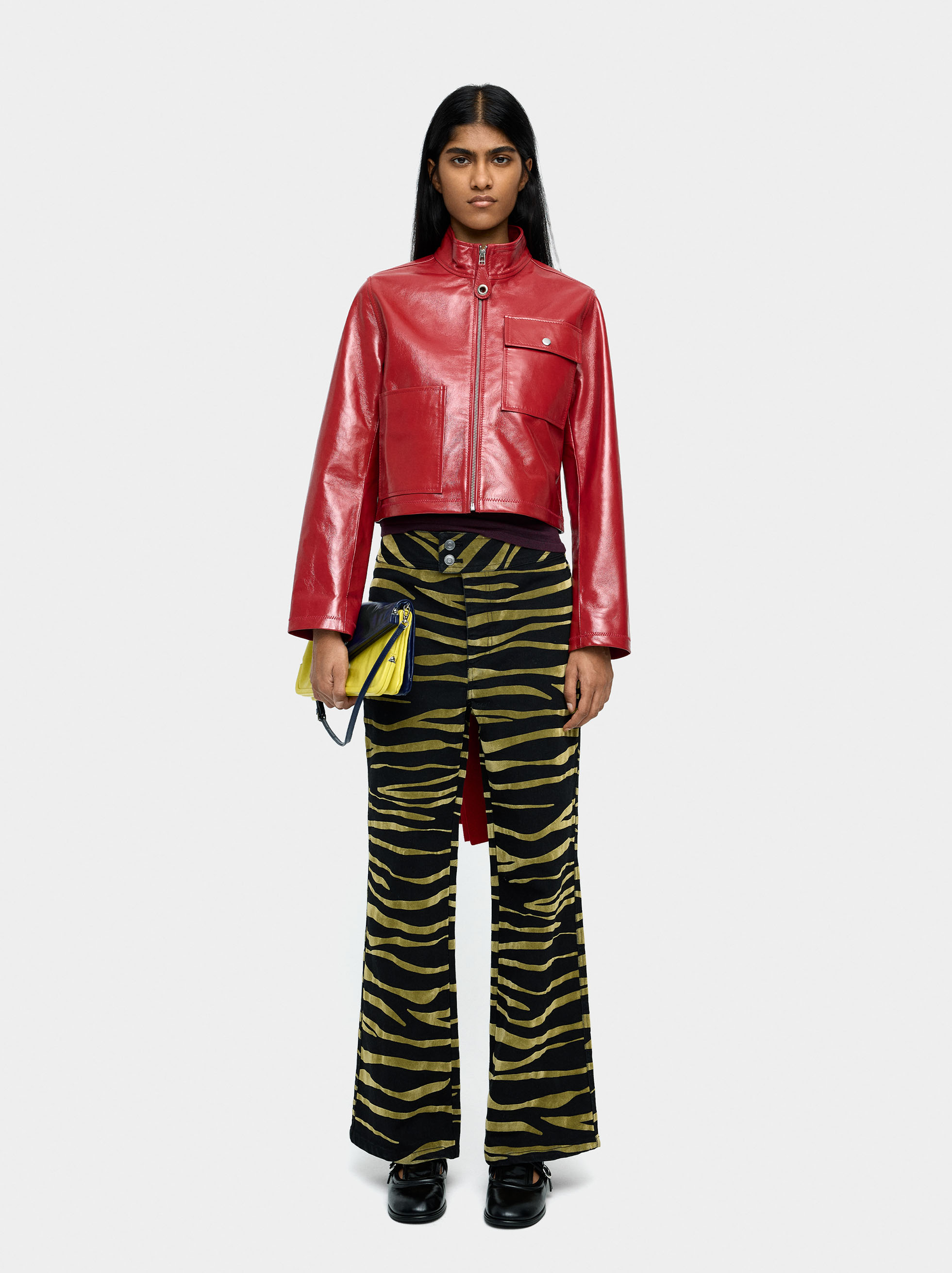 Leather jacket with zipper image number 0.0