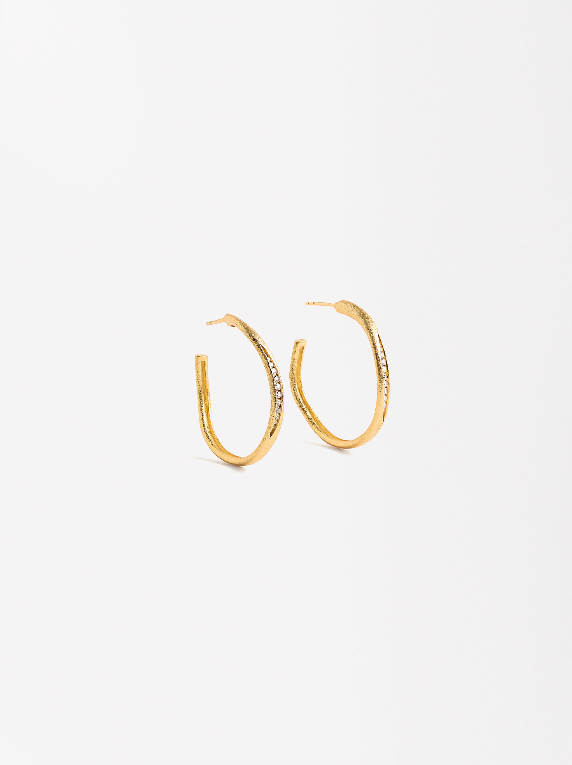 Irregular hoops with zirconias - 925 sterling silver image number 0.0