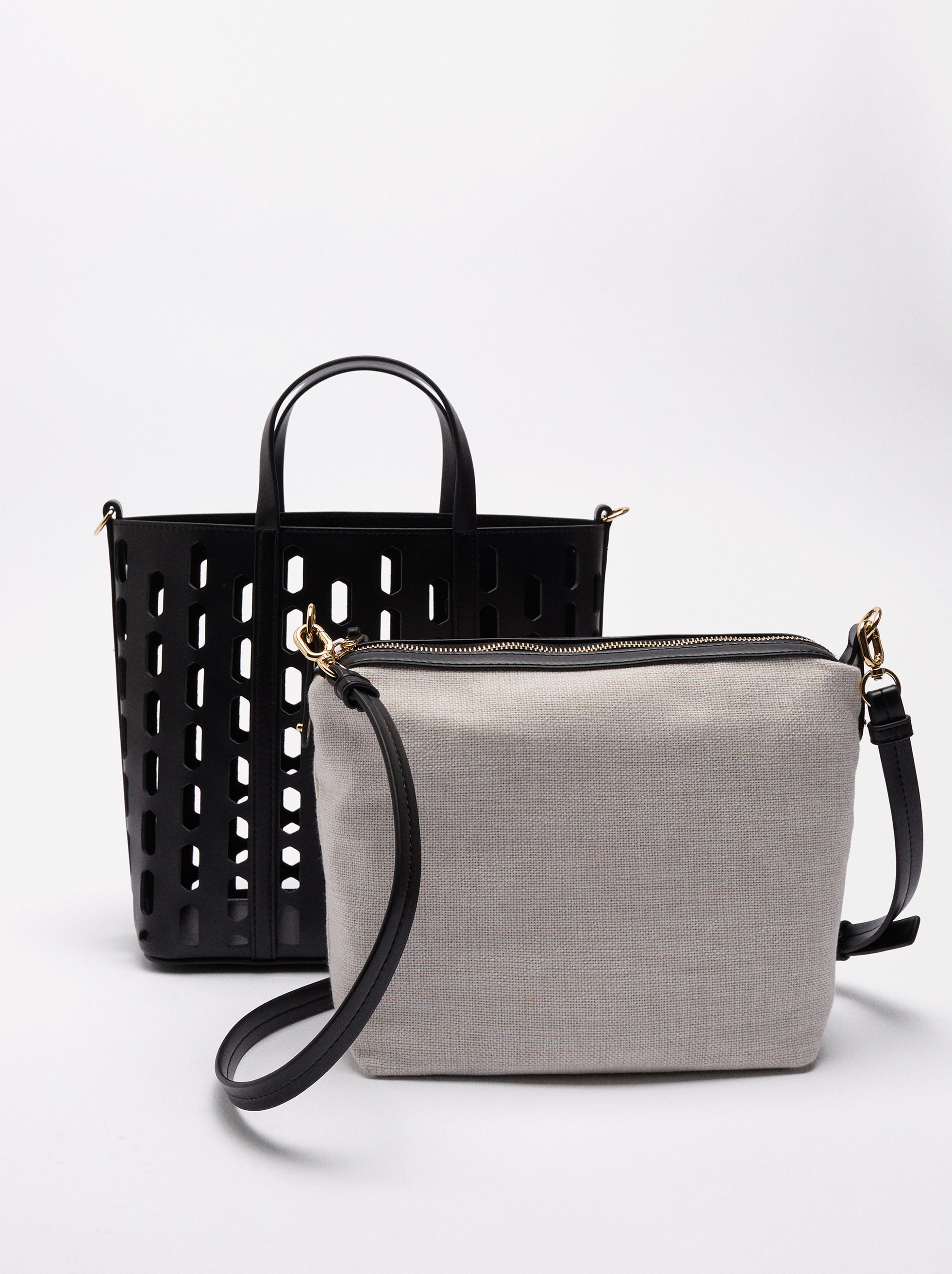 Perforated tote bag with removable pouch image number 2.0