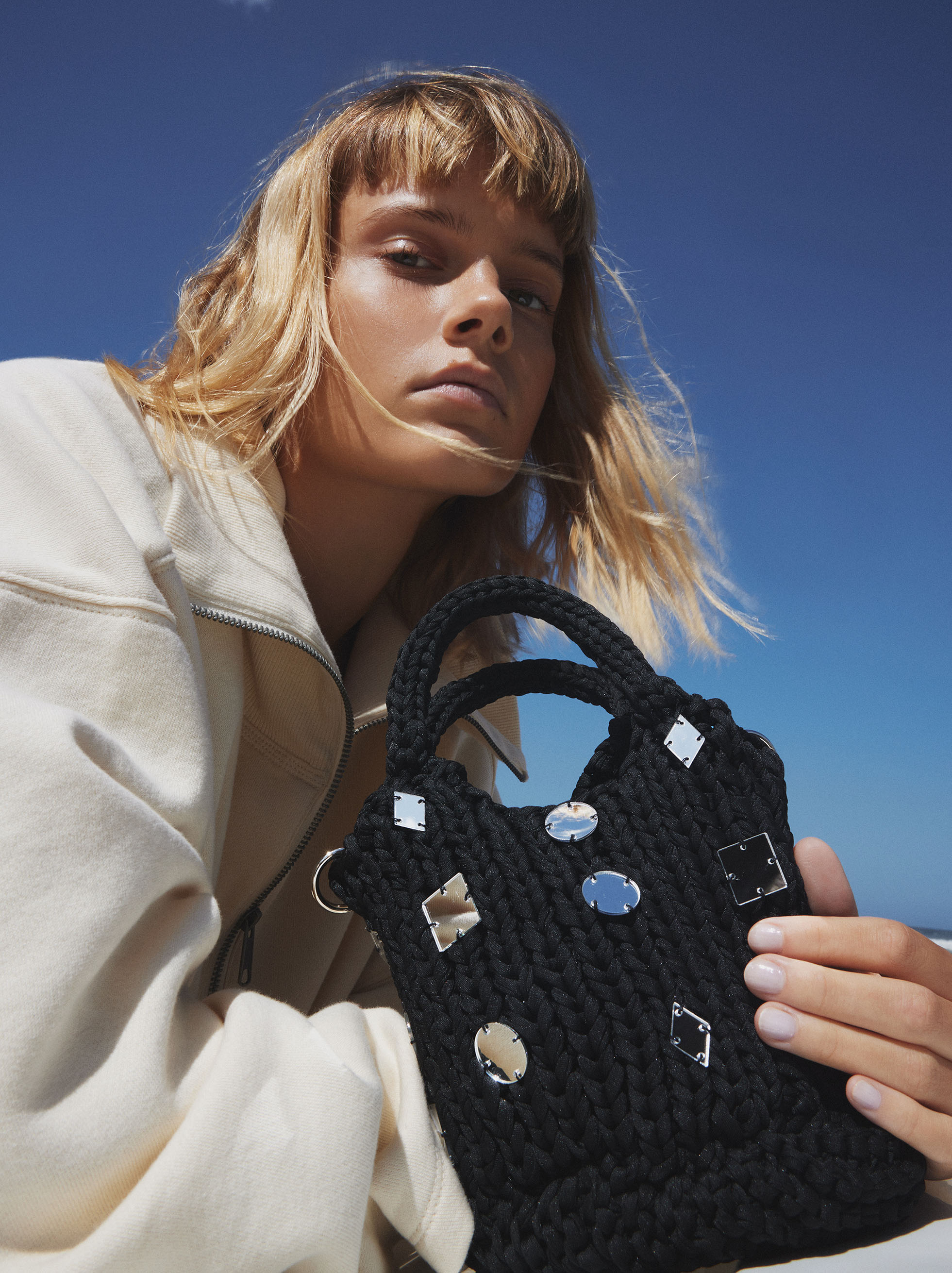 Bolso Bombonera De Crochet Negro Mujer Bolsos de Hombro