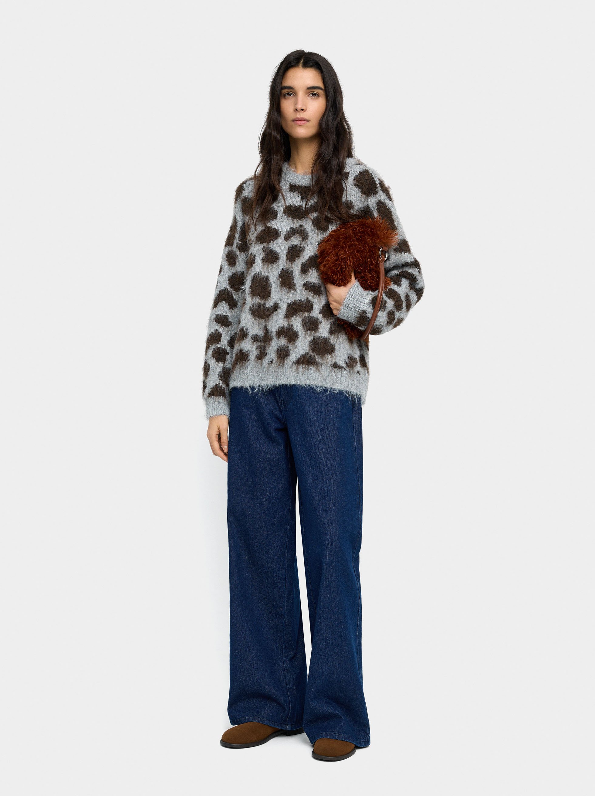 Animal printed knit sweater image number 0.0