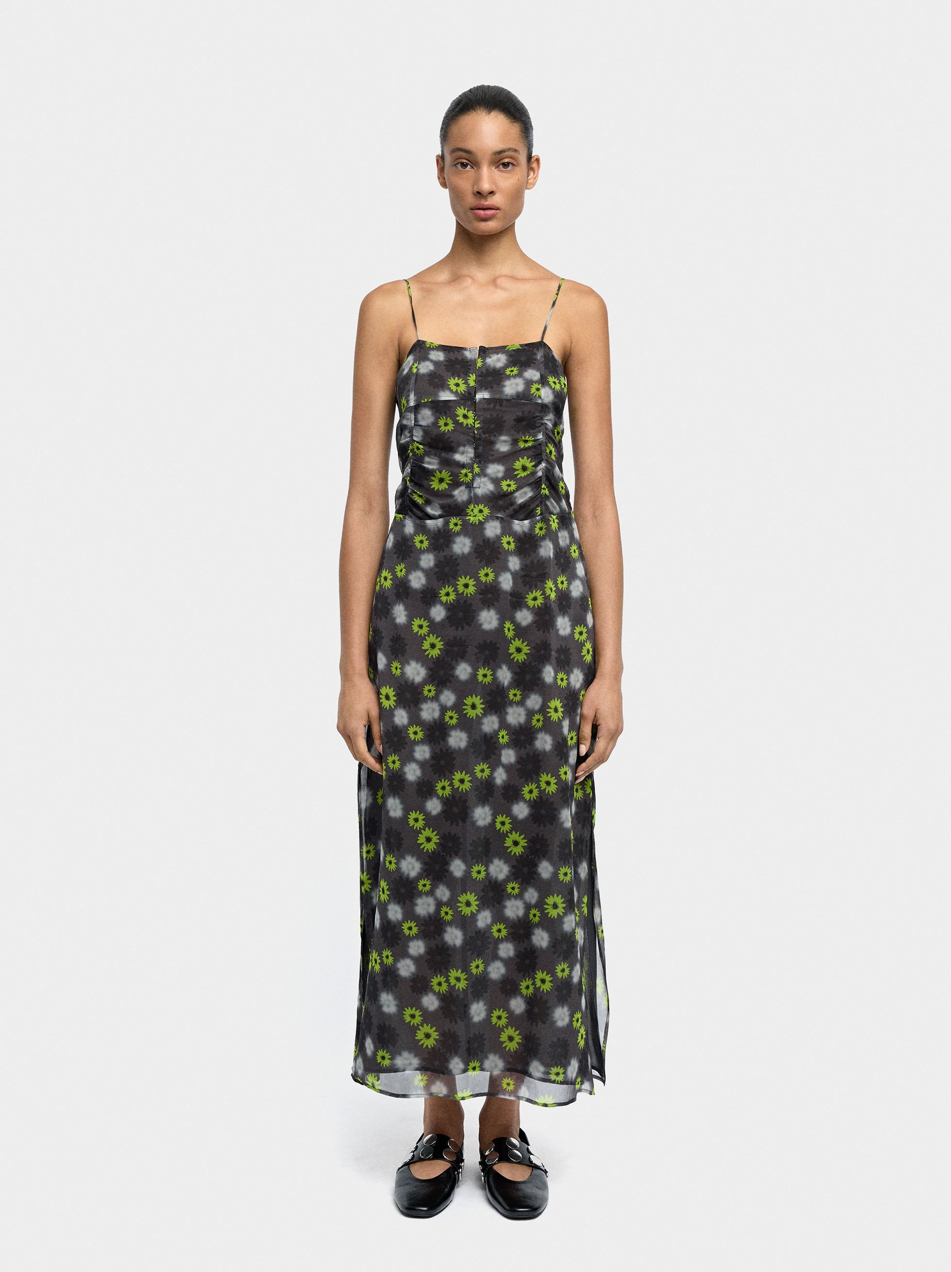 Langes, floral bedrucktes Kleid image number 0.0