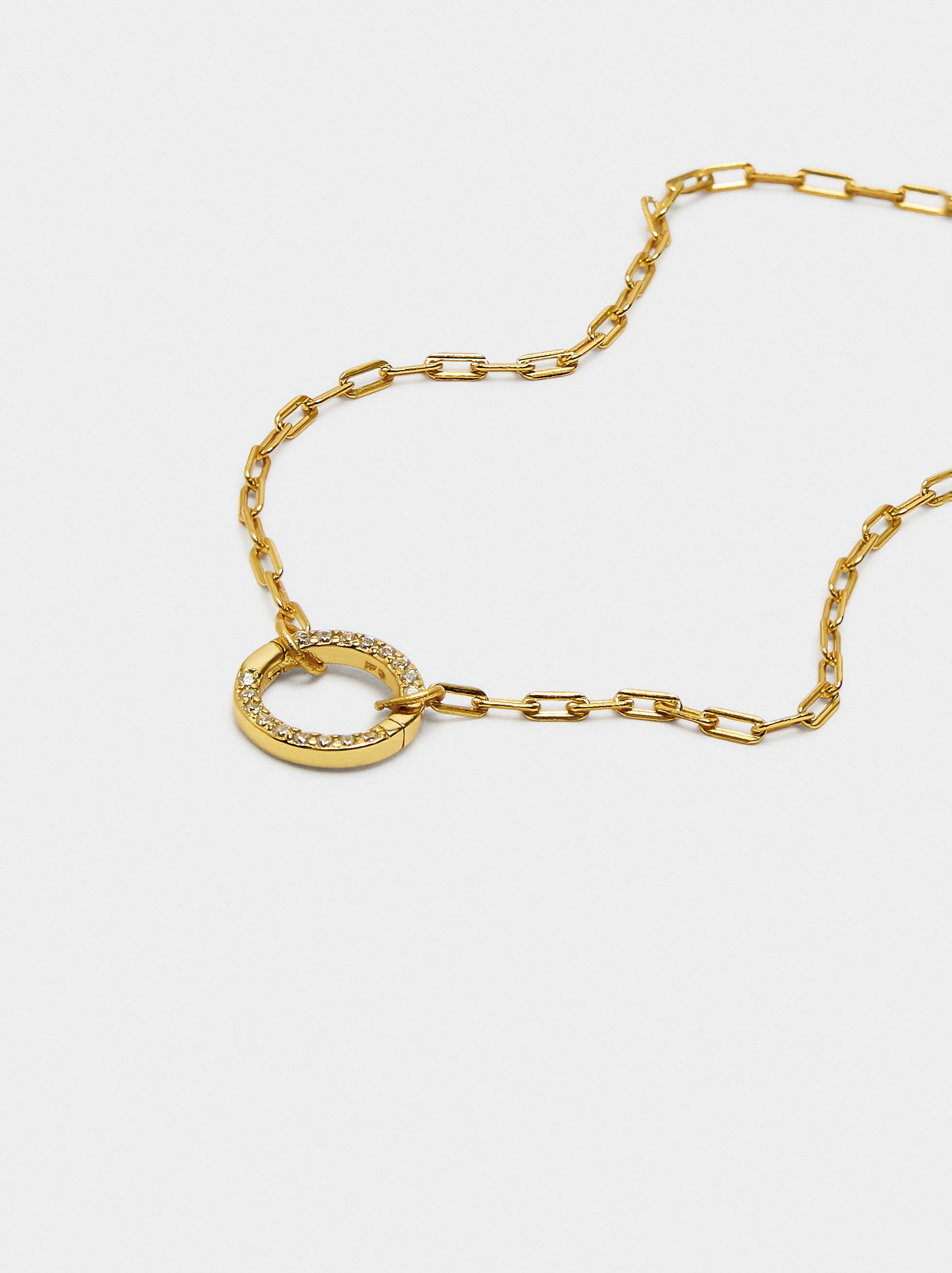 Pendant link bracelet with zirconias - 925 sterling silver image number 1.0