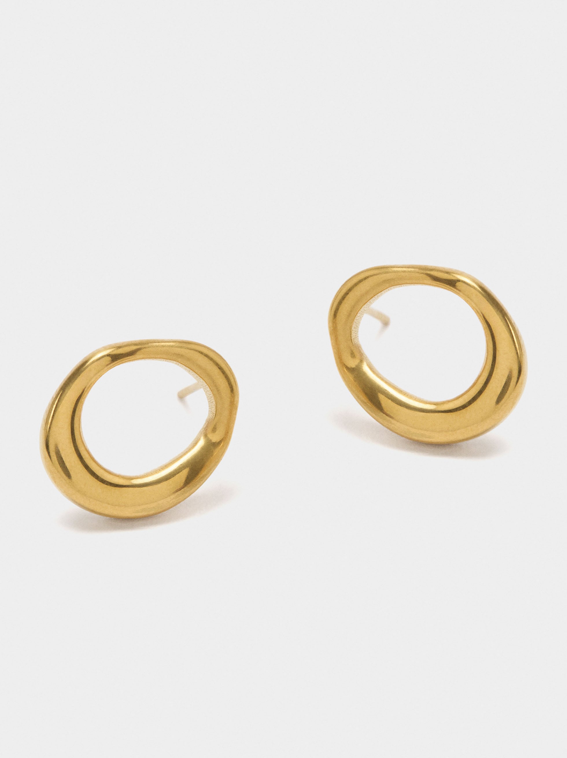 Pendientes aros irregulares - acero inoxidable image number 1.0