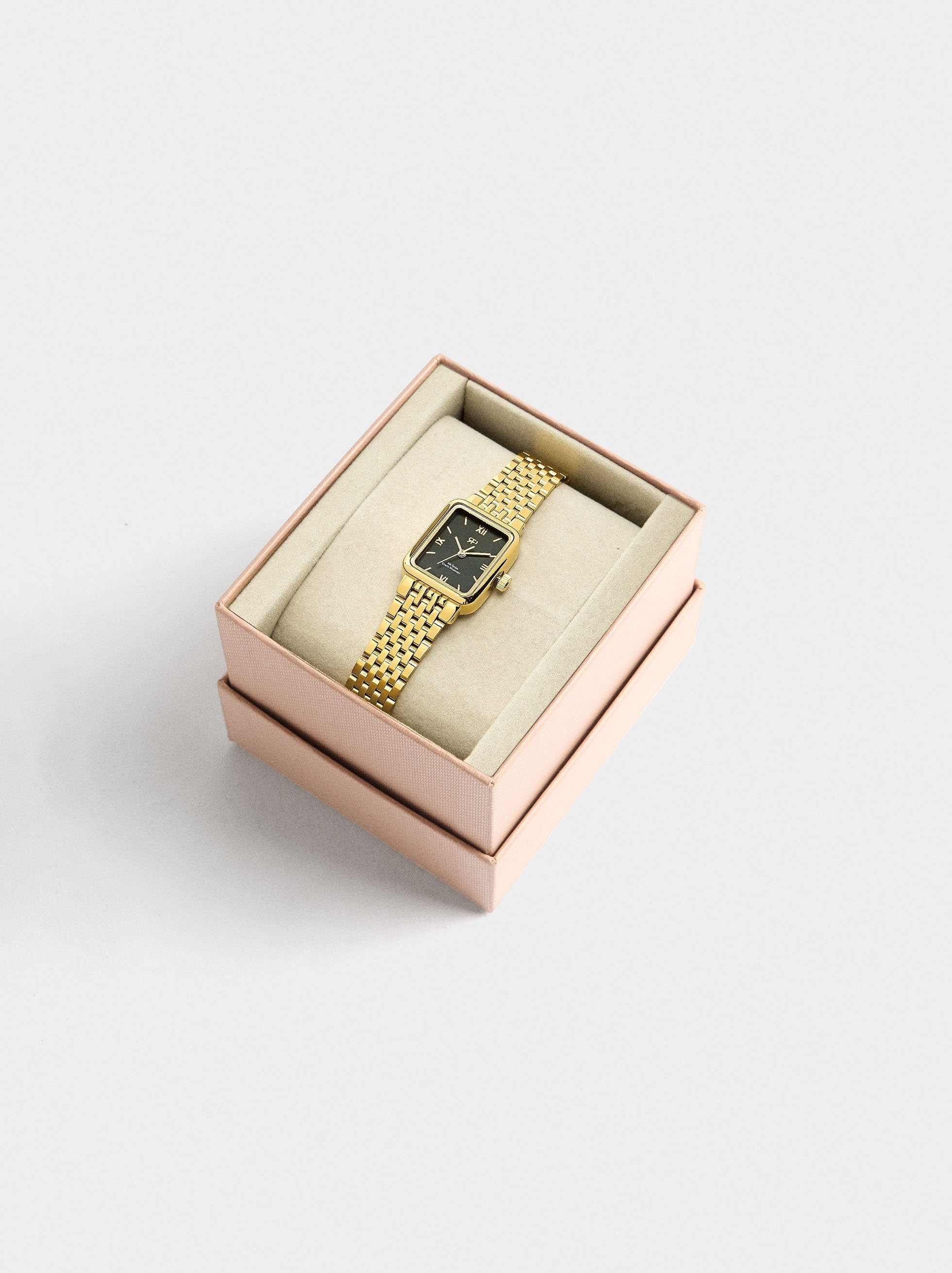 Square watch with a stainless steel bracelet image number 3.0