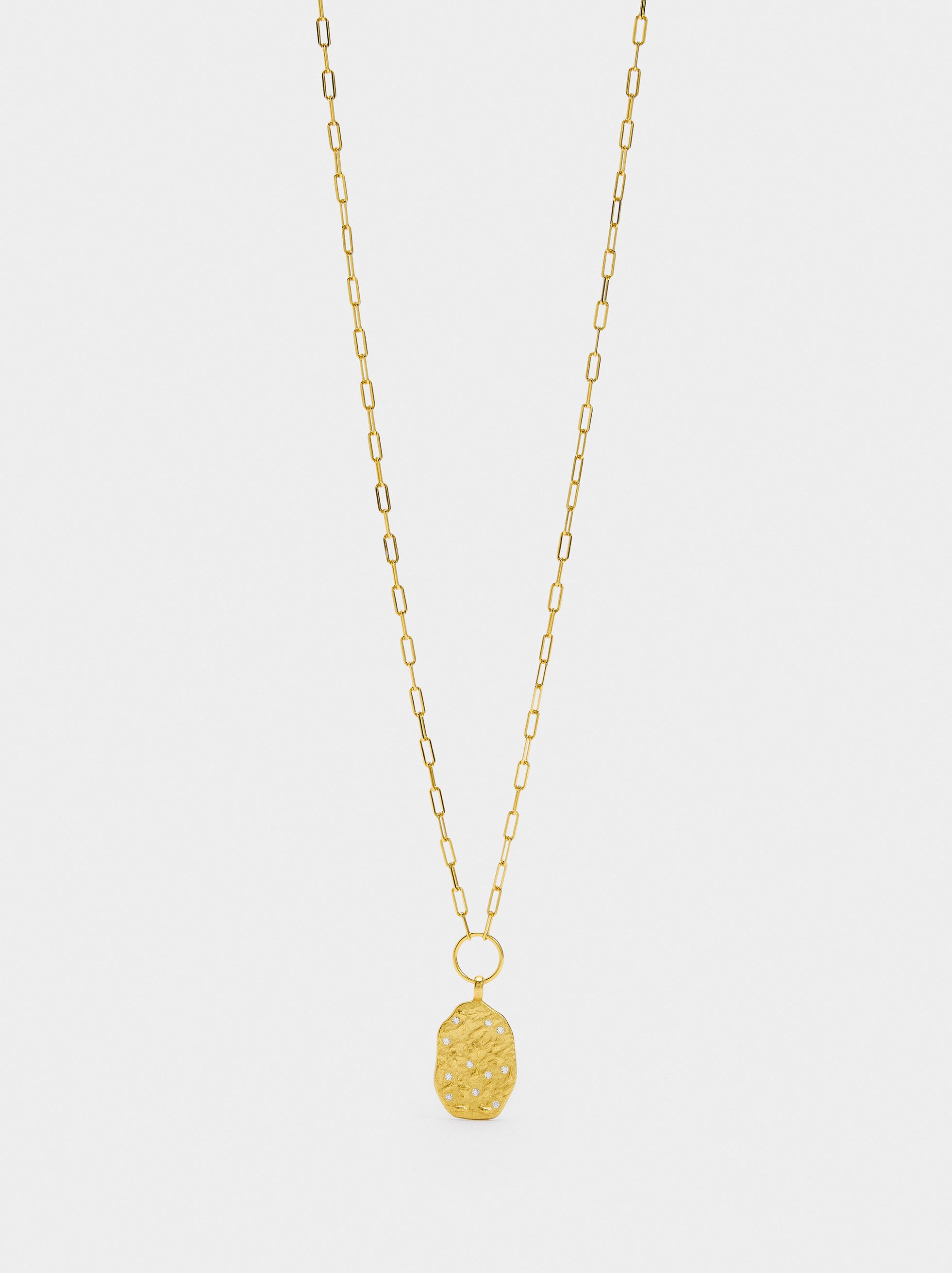 Necklace of links with irregular pendant - 925 sterling silver image number 0.0